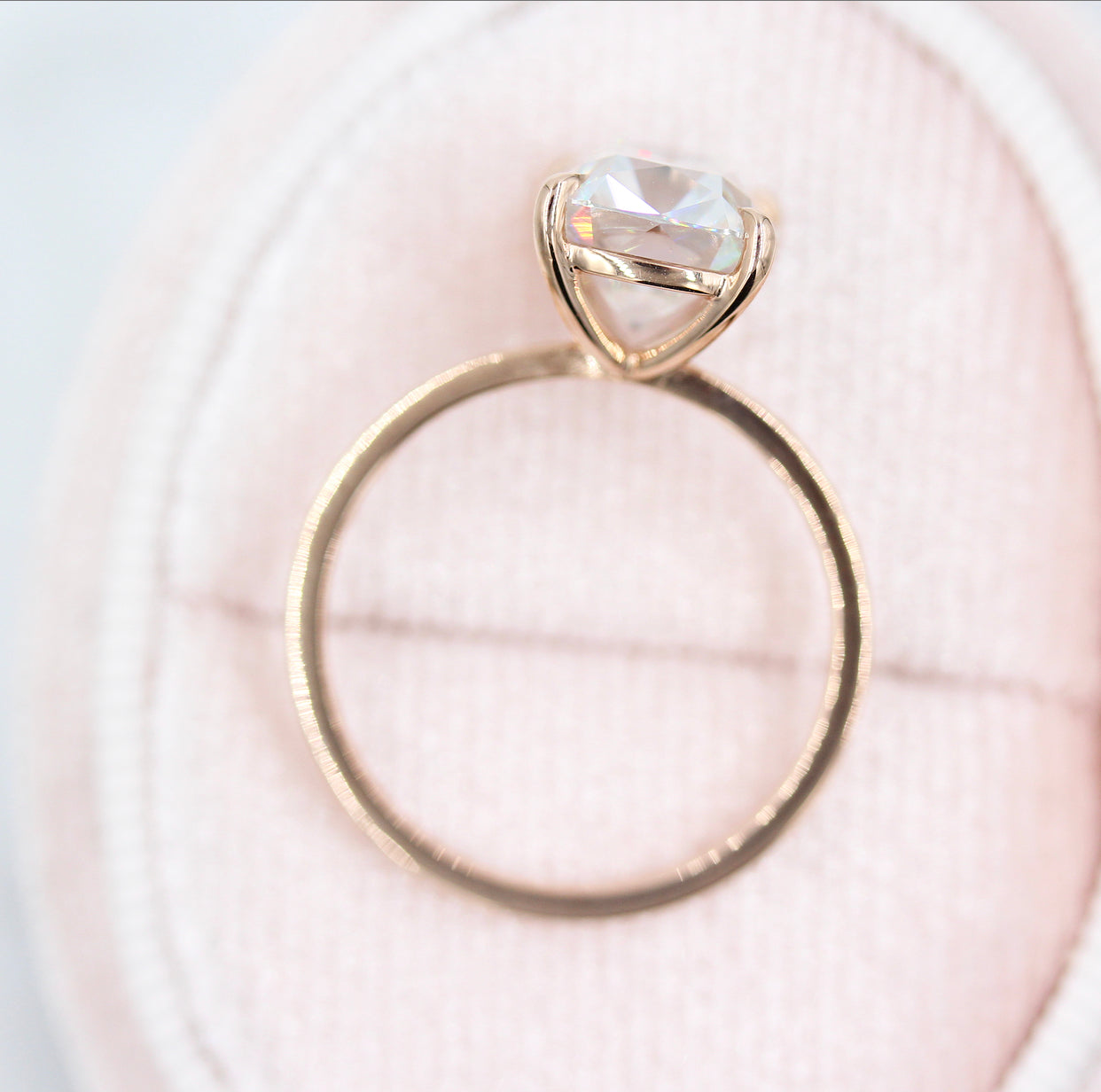 3.5CT Elongated Cushion Rose Cut Moissanite Diamond Solitaire Engagement Ring