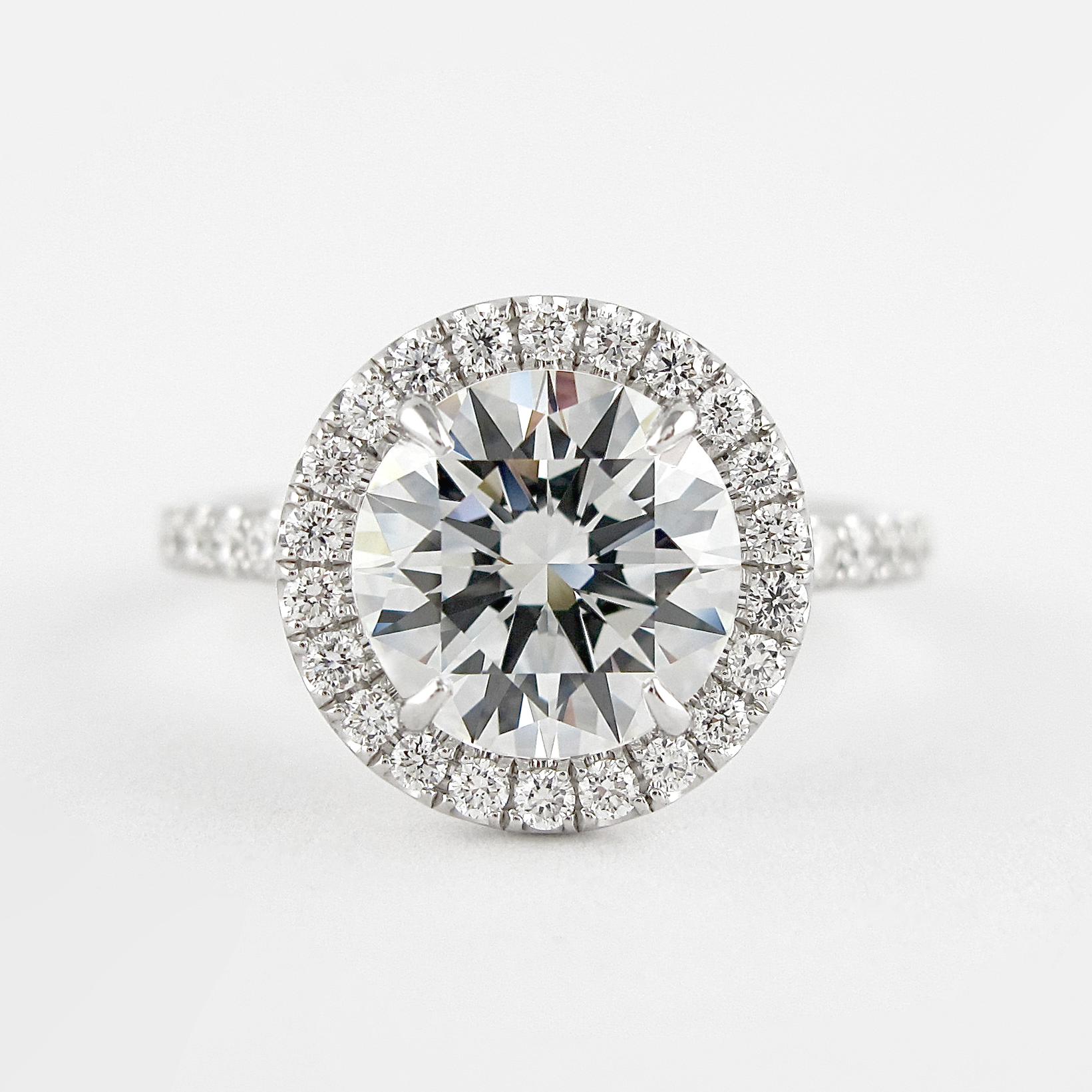 1.0CT Round Pave Moissanite Diamond Halo Engagement Ring In Solid Gold