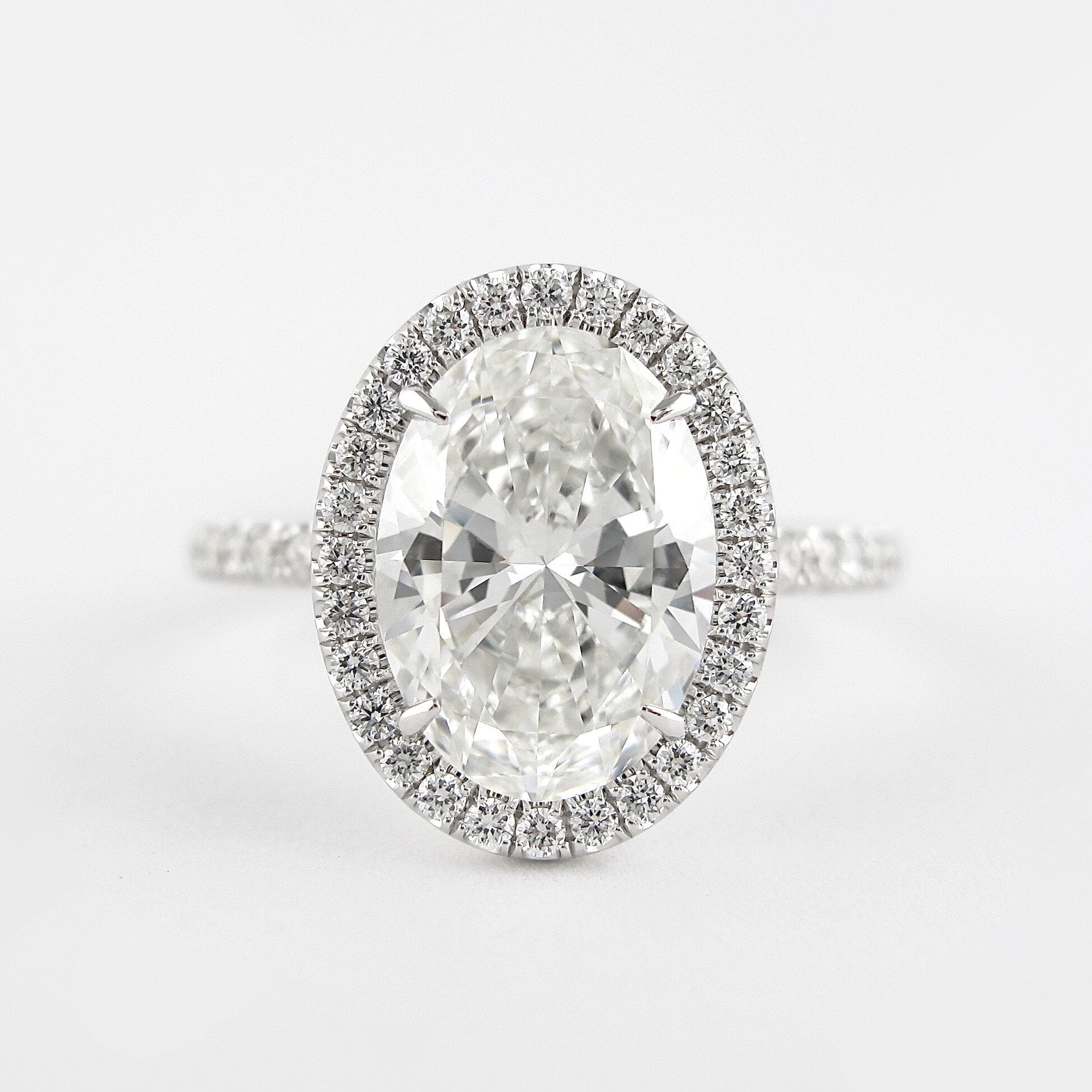 1.91CT Oval Halo Moissanite Diamond Pave Engagement Ring