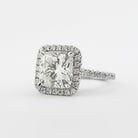 2.15CT Cushion Cut Halo Moissanite Engagement Ring in 14K White Gold