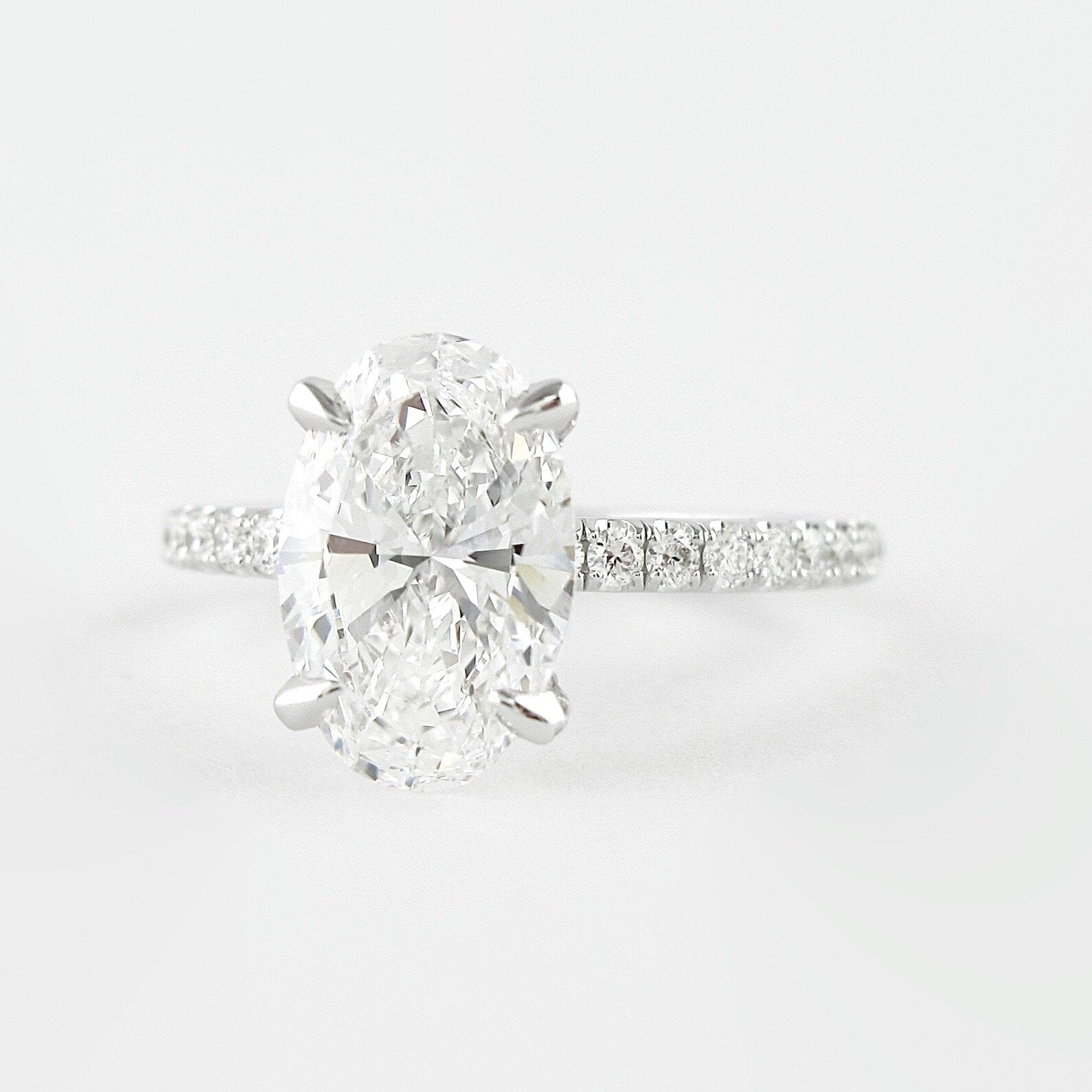 1.33CT Oval Four Prongs Moissanite Diamond Pave Engagement Ring For Women