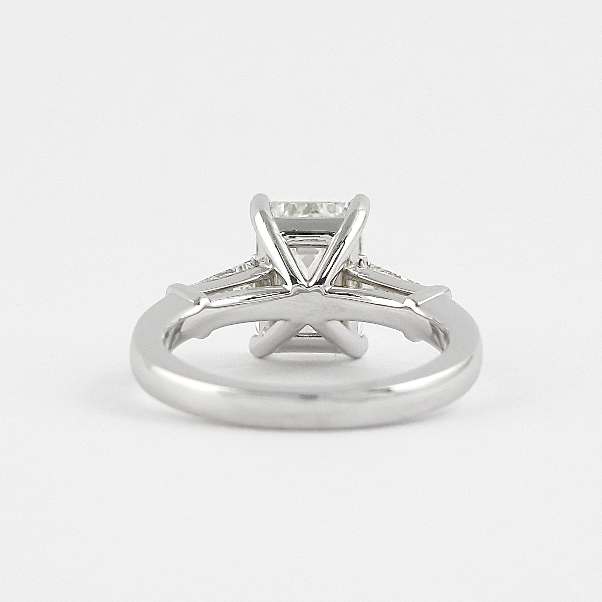 2.30CT Emerald Cut Three Stone Moissanite Diamond Engagement Ring In 14K White Gold