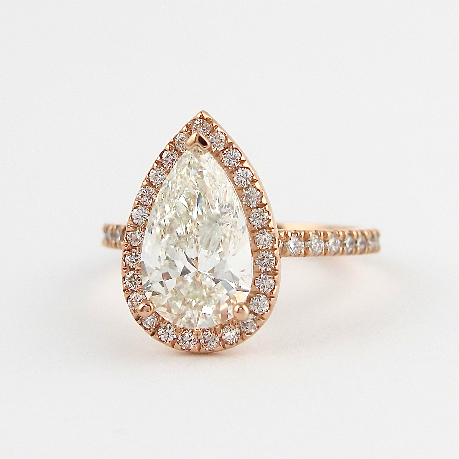 2.10CT Pear Pave Moissanite Diamond Halo Engagement Ring For Her