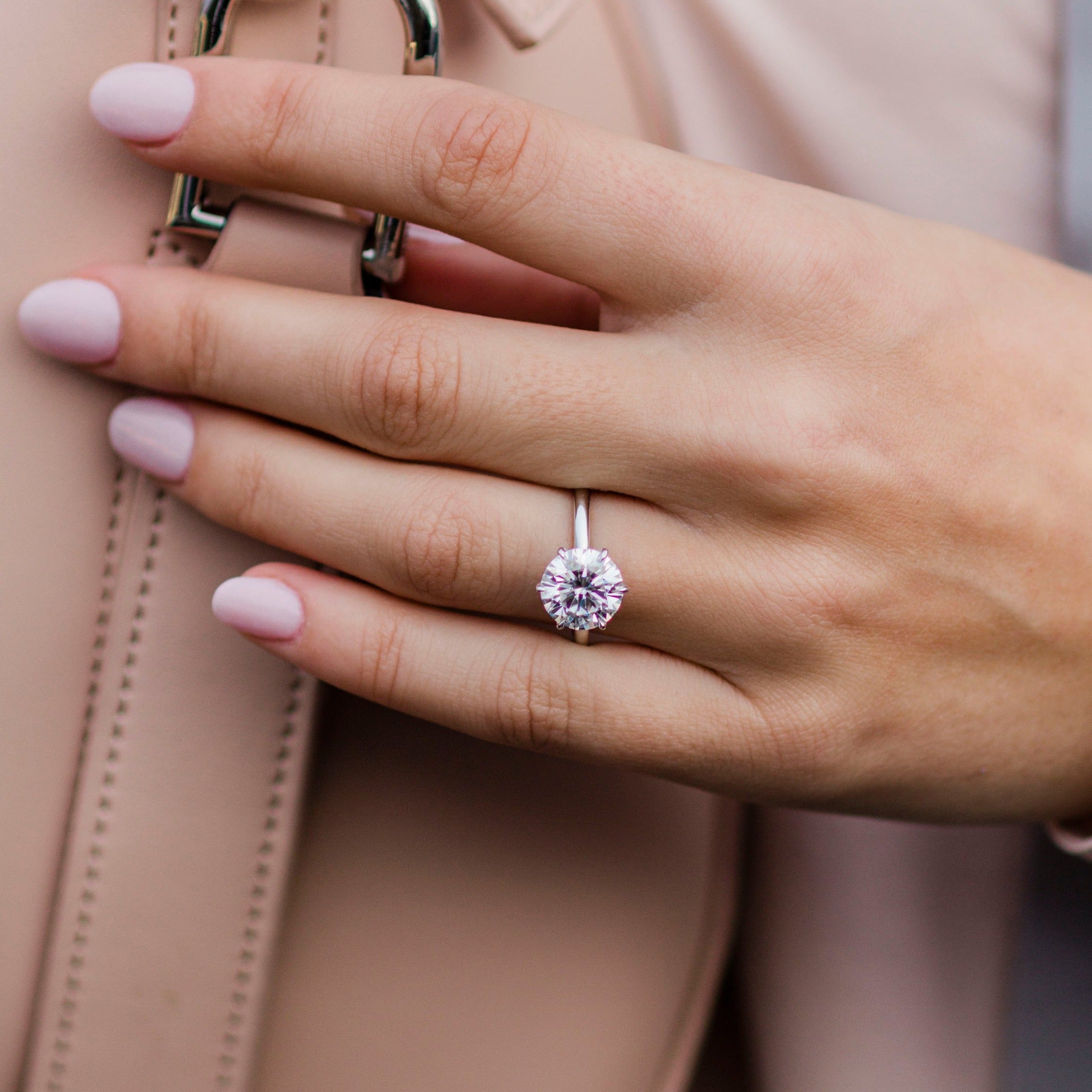 3.0CT Round Cut 6 Prongs Moissanite Solitaire Engagement Ring