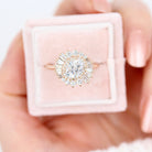 1.15ct Oval Cut Unique Cluster Moissanite Diamond Engagement Ring