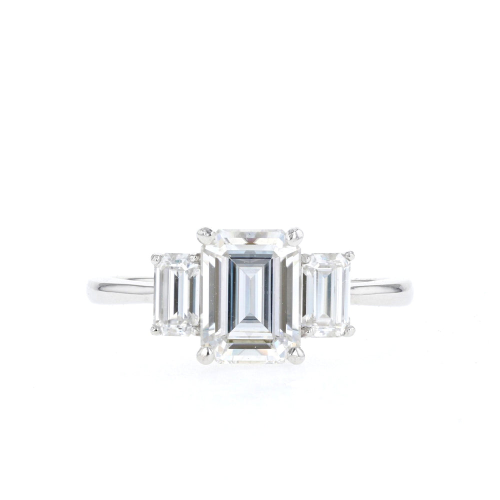 1.70CT Emerald Cut Three Stone Moissanite Diamond Engagement Ring