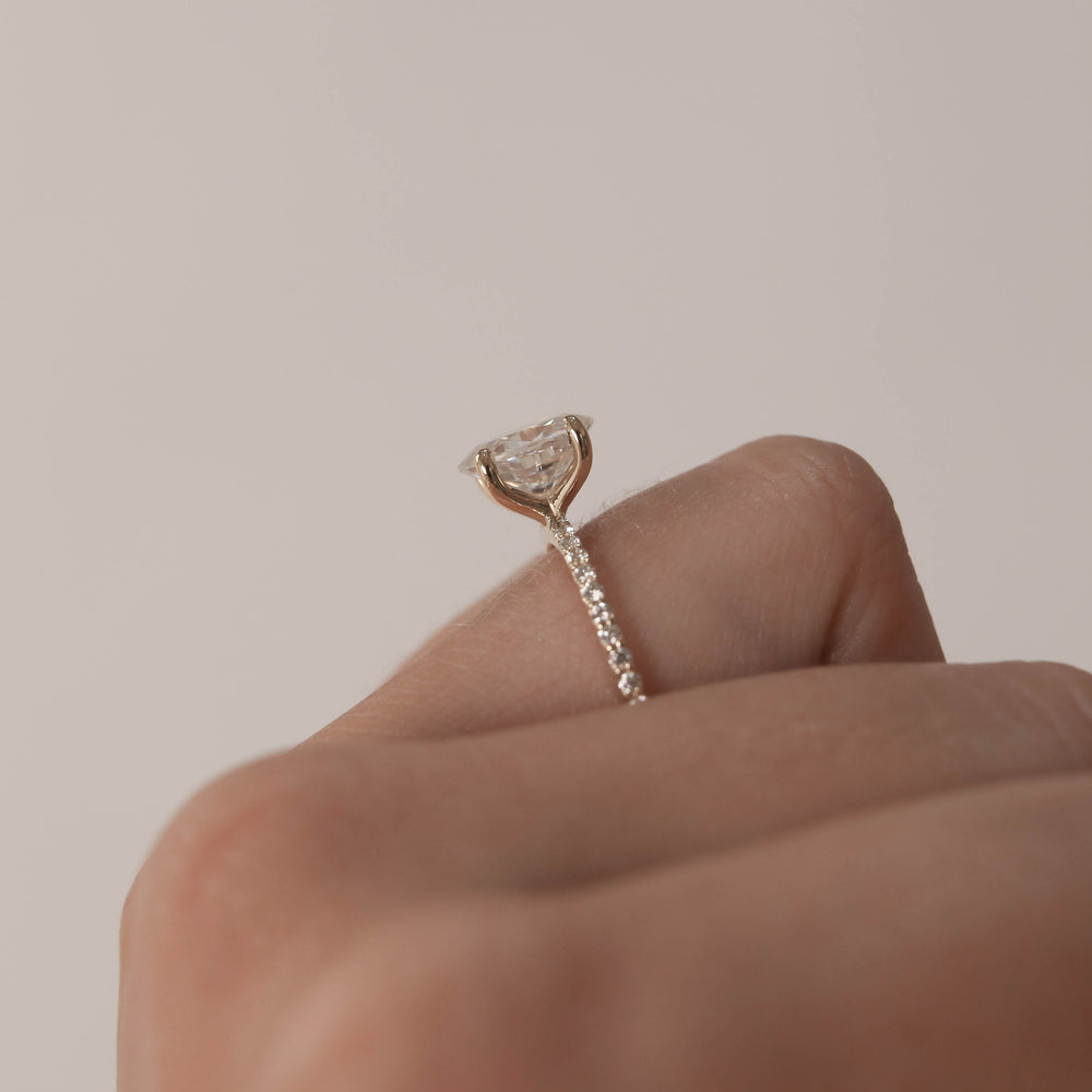 1.60Ct Oval Cut Moissanite Pave Diamond Engagement Ring
