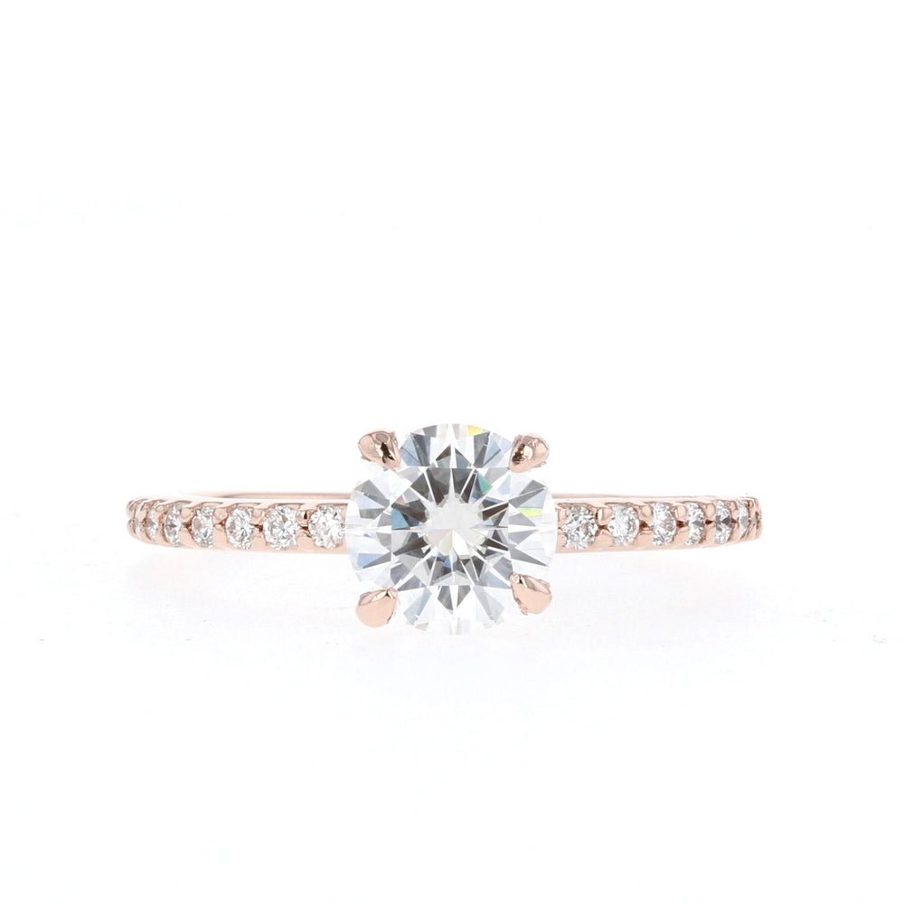 1.05CT Round Pave Moissanite Diamond Engagement Ring For Women