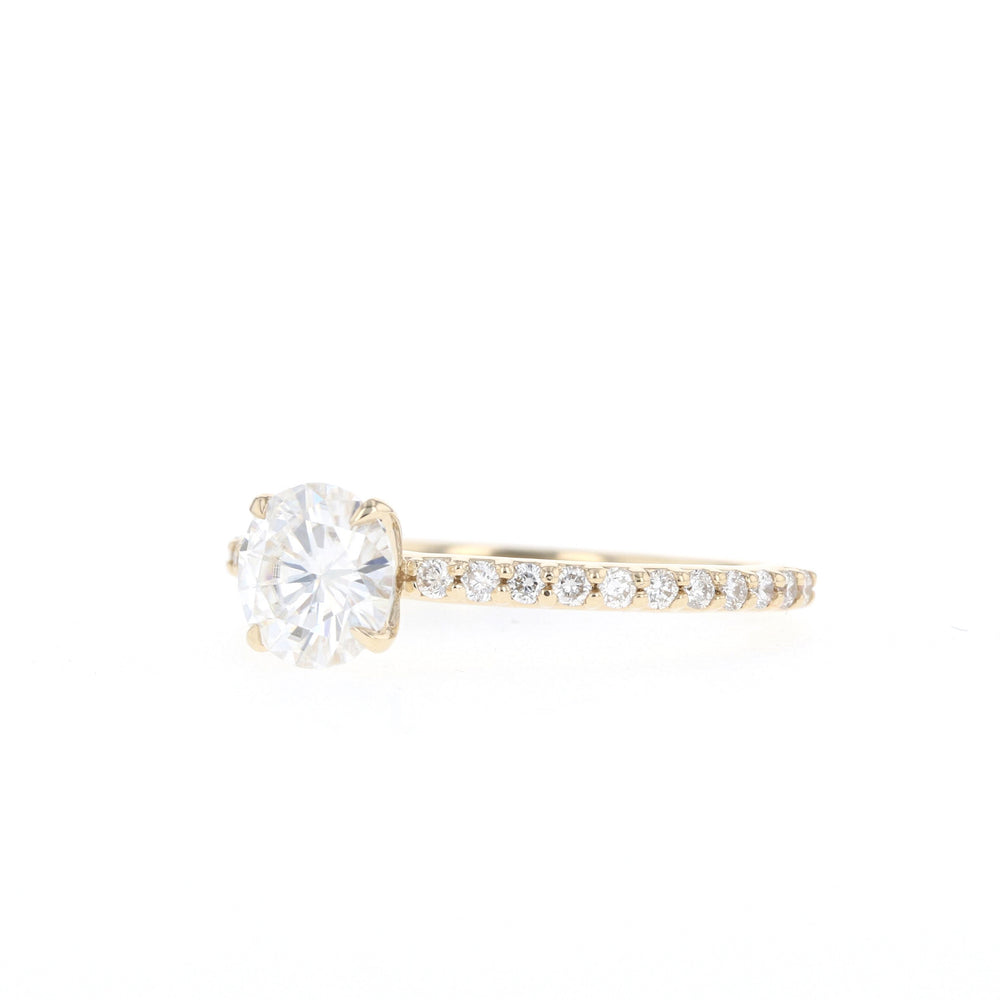 1.05CT Round Pave Moissanite Diamond Engagement Ring For Women
