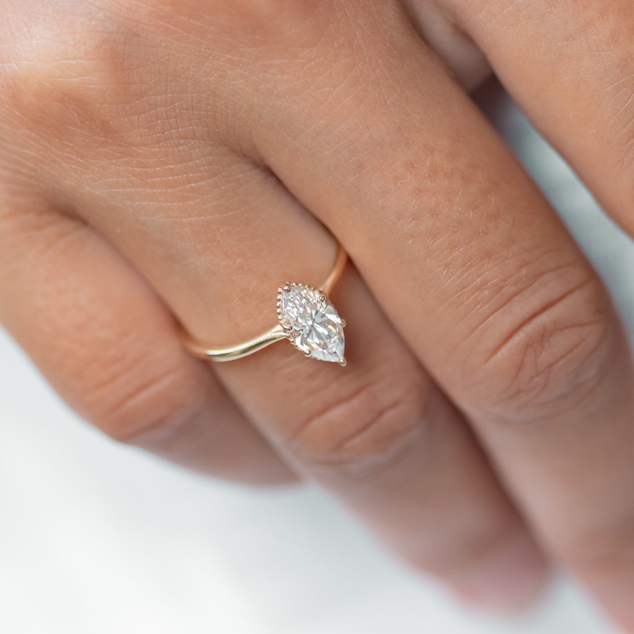 1.0CT Marquise Six Prong Moissanite Diamond Solitaire Engagement Ring