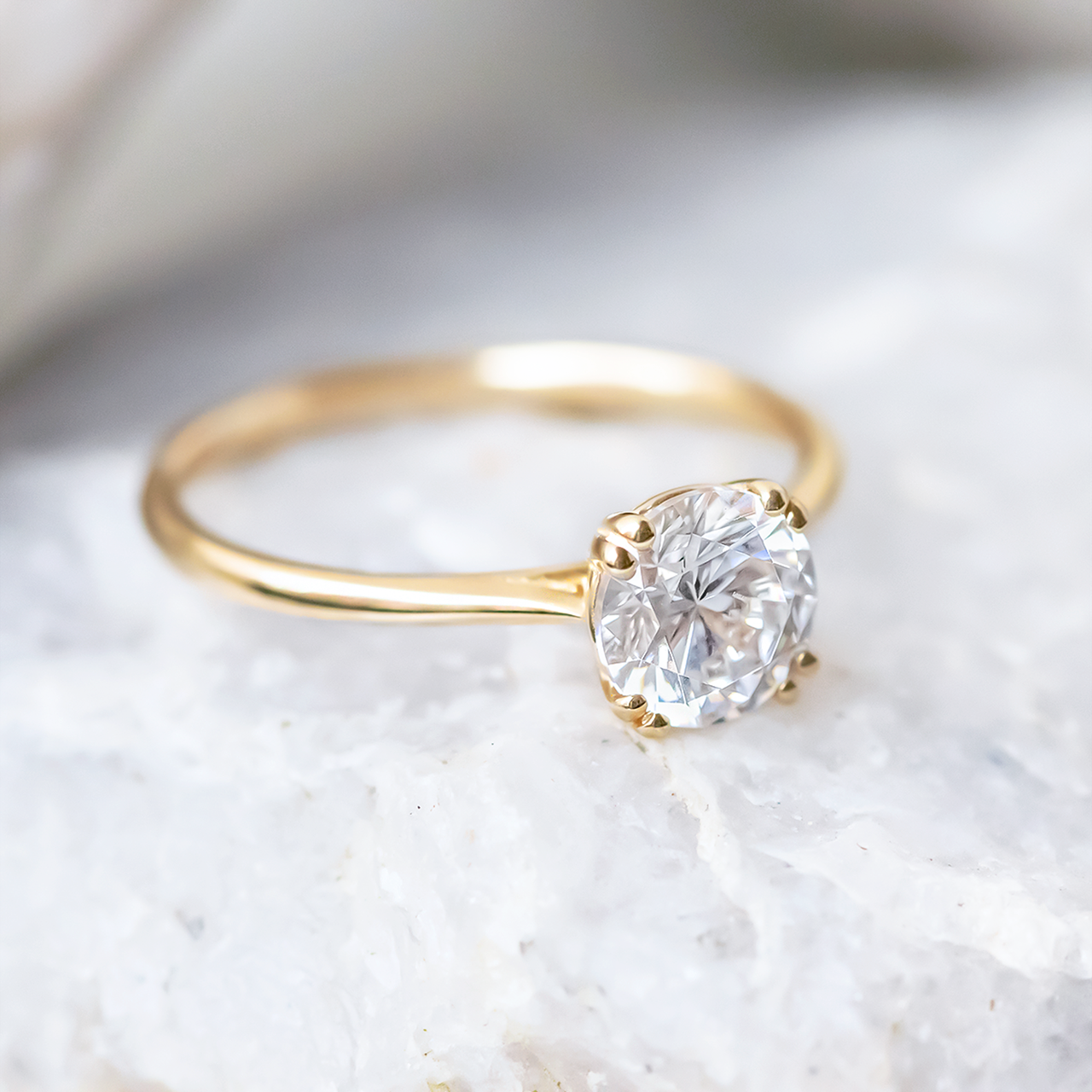 1.20CT Round Cut Double Claw Moissanite Engagement Ring