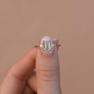 1.0CT Emerald Cut Solitaire Three Stone Moissanite Diamond Engagement Ring