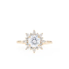 1.05CT Round Cluster Moissanite Diamond Floral Engagement Ring In Solid Gold