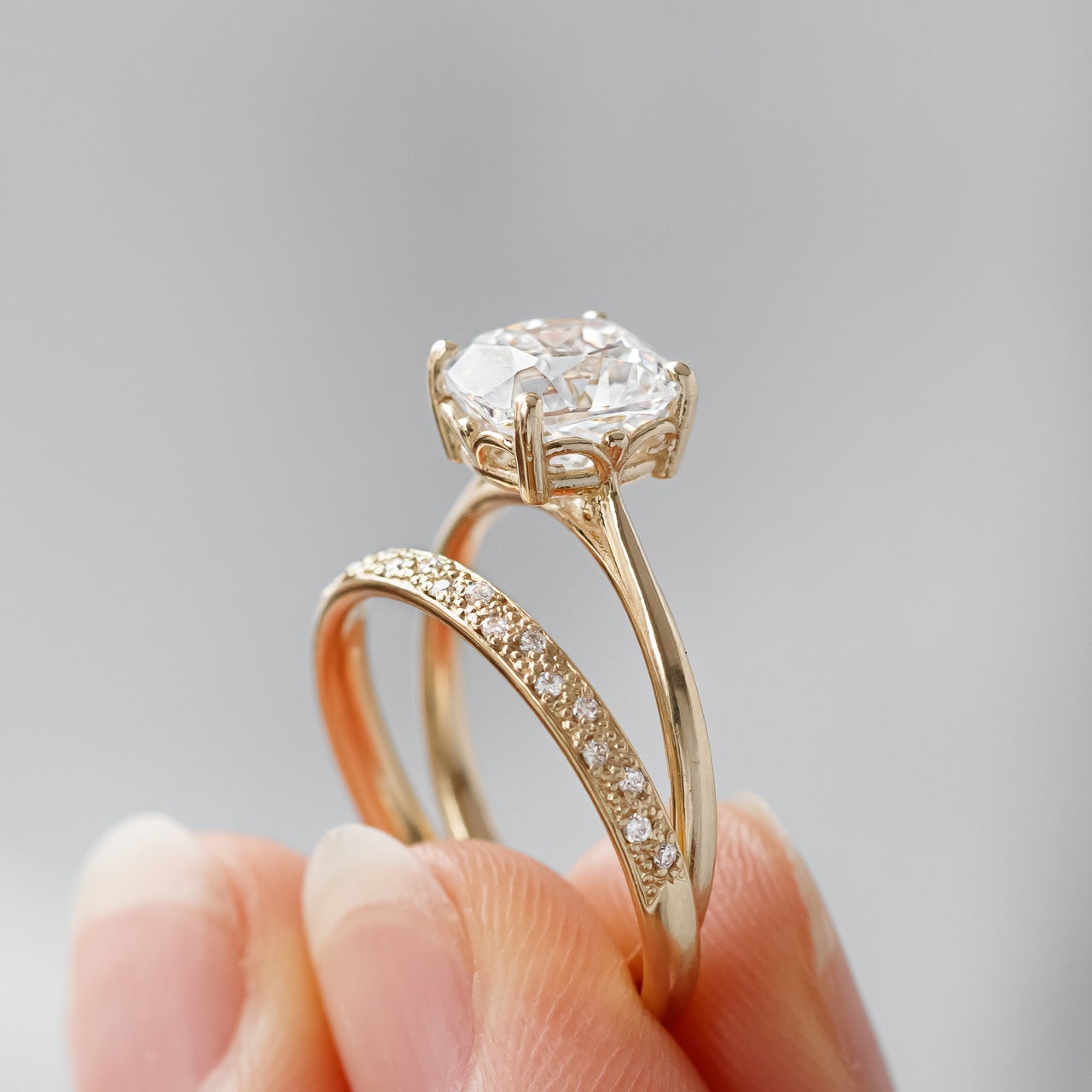 1.80CT Cathedral Set Cushion Moissanite Diamond Solitaire Engagement Ring