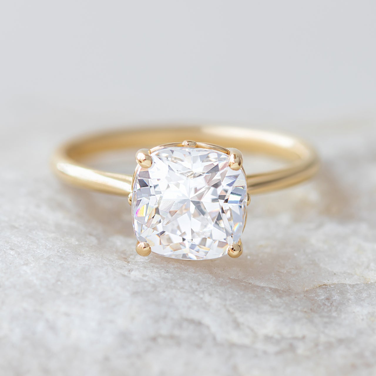 1.80CT Cathedral Set Cushion Moissanite Diamond Solitaire Engagement Ring