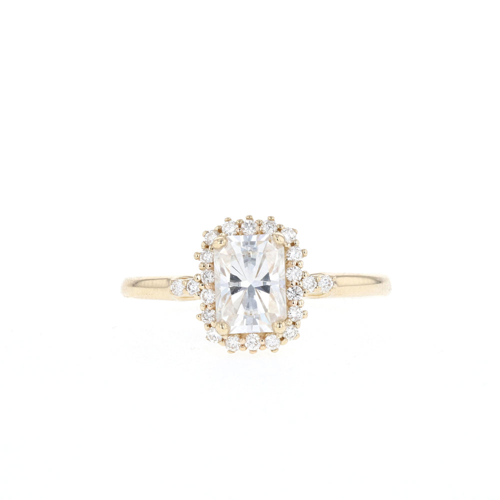 1.10CT Radiant Halo Moissanite Diamond Solitaire Engagement Ring For Women 