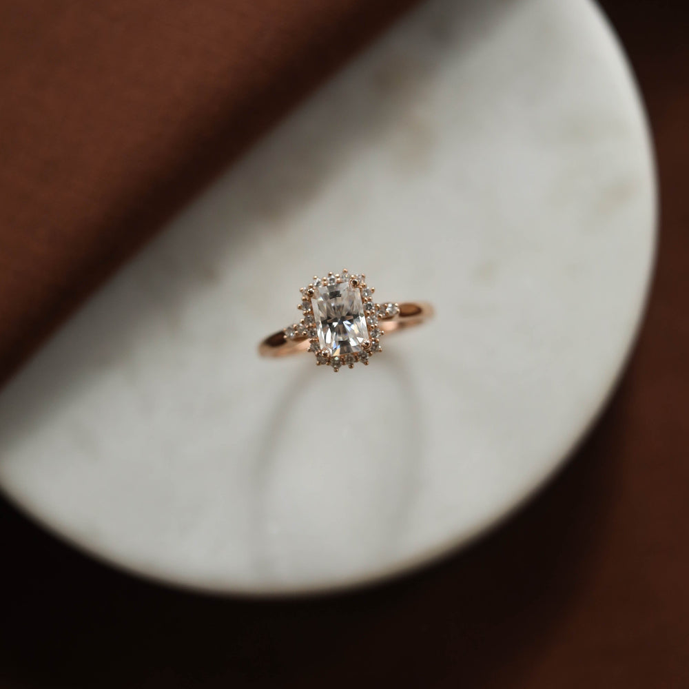 1.10CT Radiant Halo Moissanite Diamond Solitaire Engagement Ring For Women 