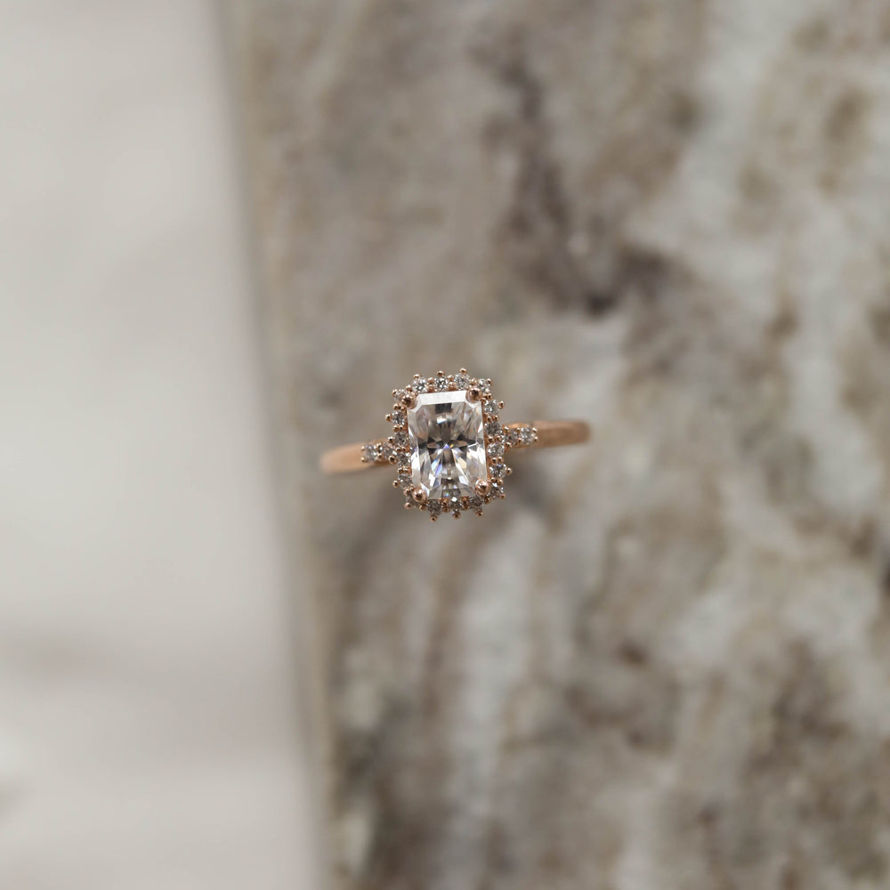 1.10CT Radiant Halo Moissanite Diamond Solitaire Engagement Ring For Women 