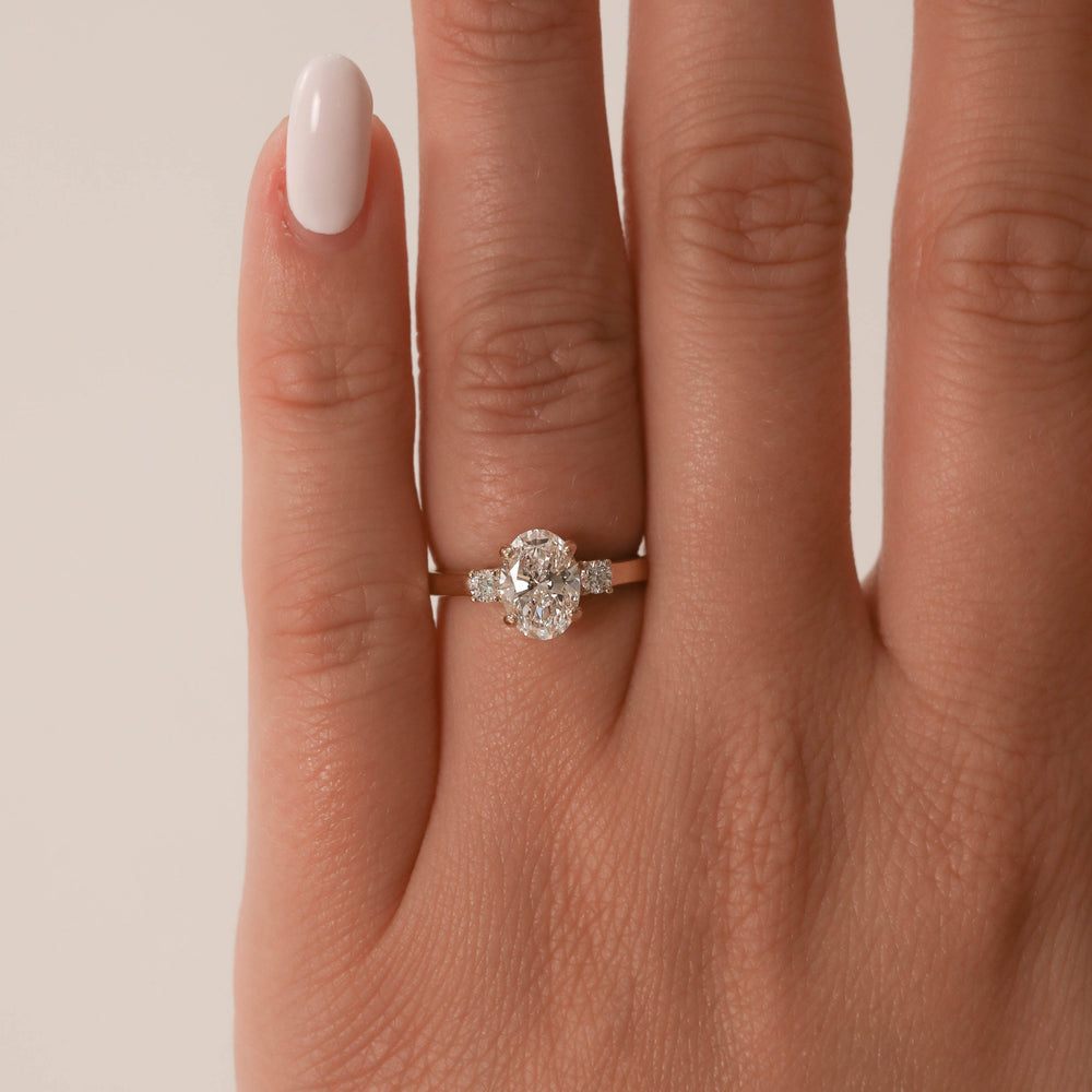 1.20CT Oval Three Stone Moissanite Diamond Engagement Ring