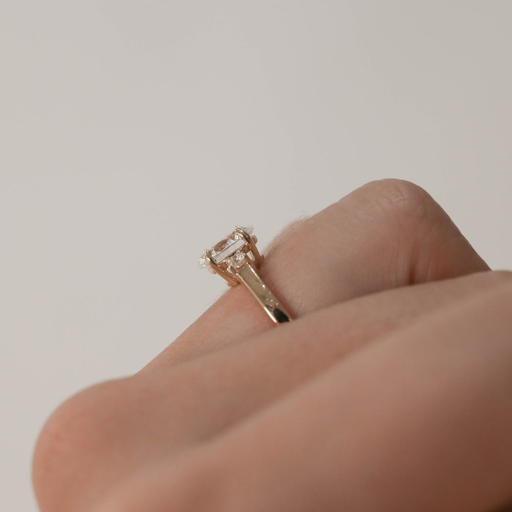 1.20CT Oval Three Stone Moissanite Diamond Engagement Ring