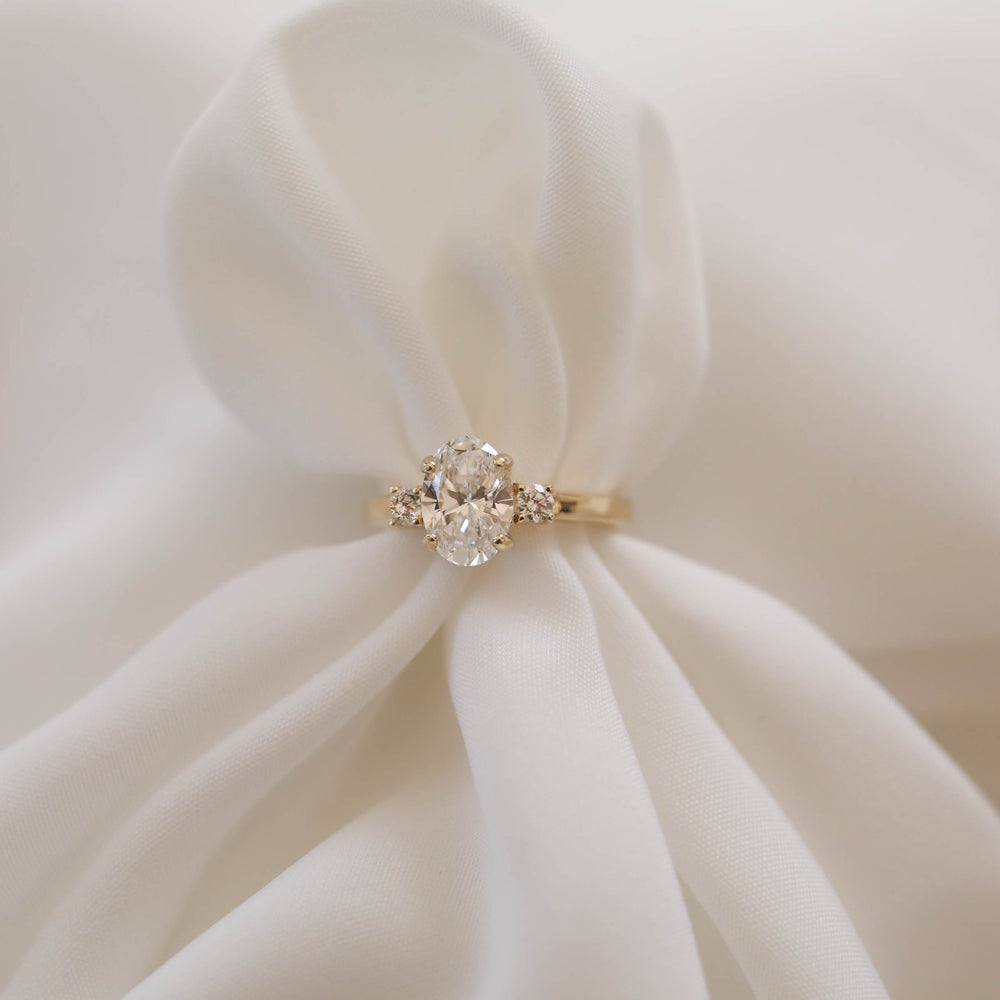 1.20CT Oval Three Stone Moissanite Diamond Engagement Ring