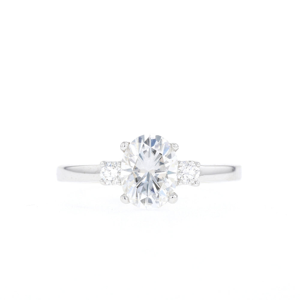 1.20CT Oval Three Stone Moissanite Diamond Engagement Ring