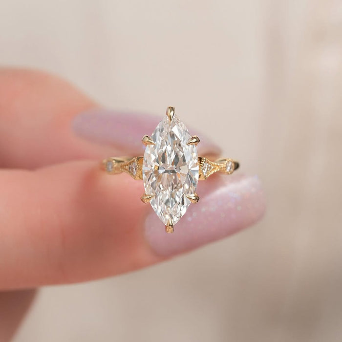 2.50CT Marquise Diamond Vintage Inspired Lab Grown Engagement Ring