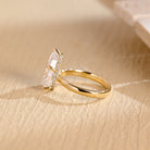sustainable pear hidden halo engagement ring moissanite