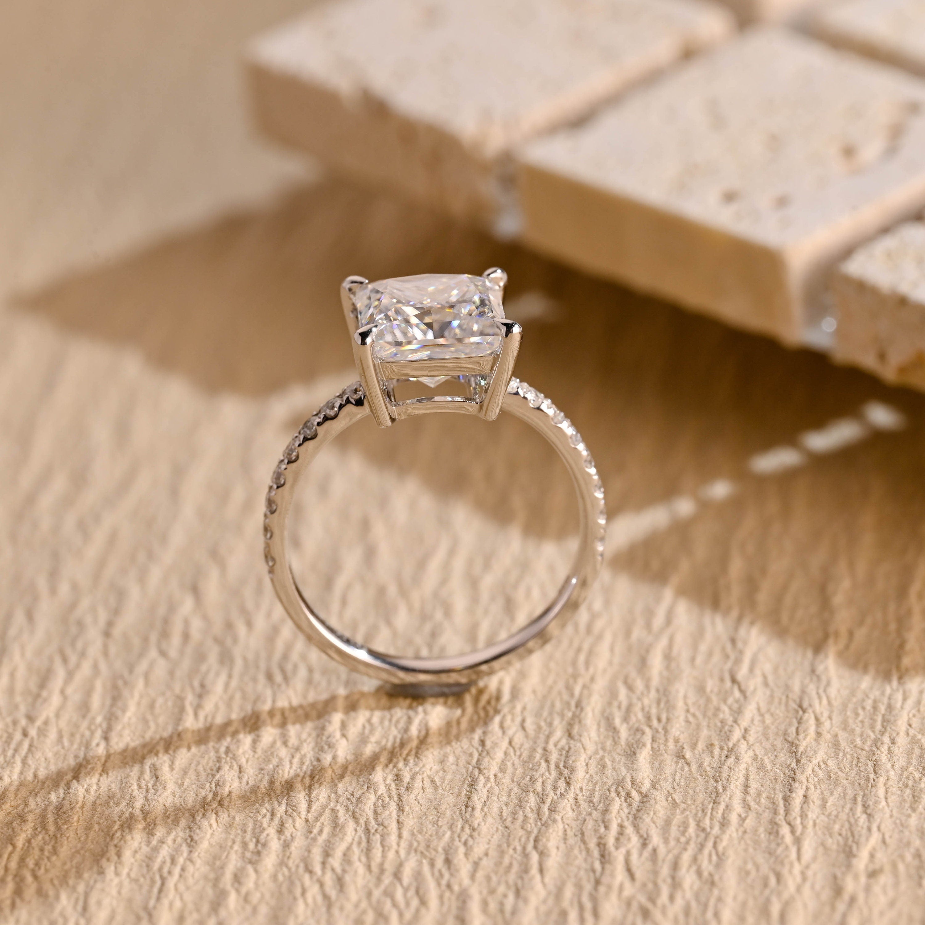 White Gold Princess Cut Moissanite Ring