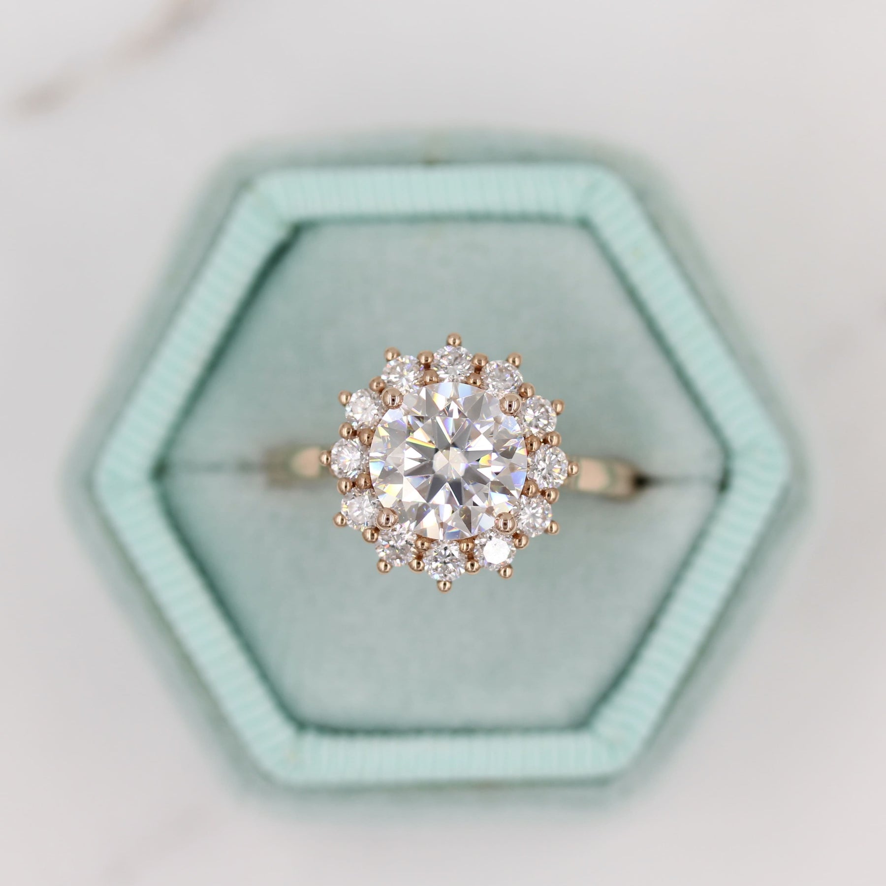 Moissanite Halo Engagement Ring