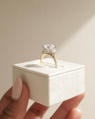 Elongated Cushion Three Stone Ring