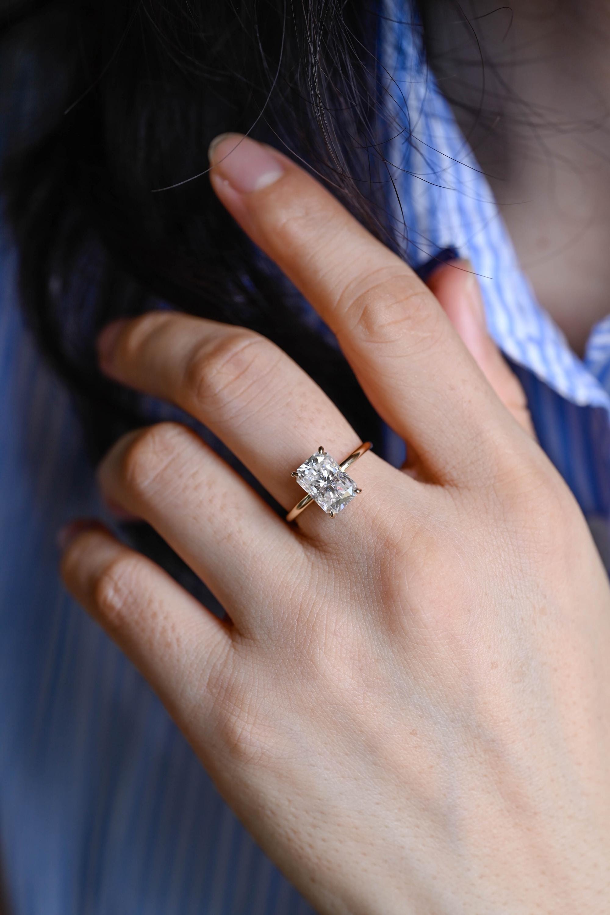 White Gold Radiant Moissanite Ring