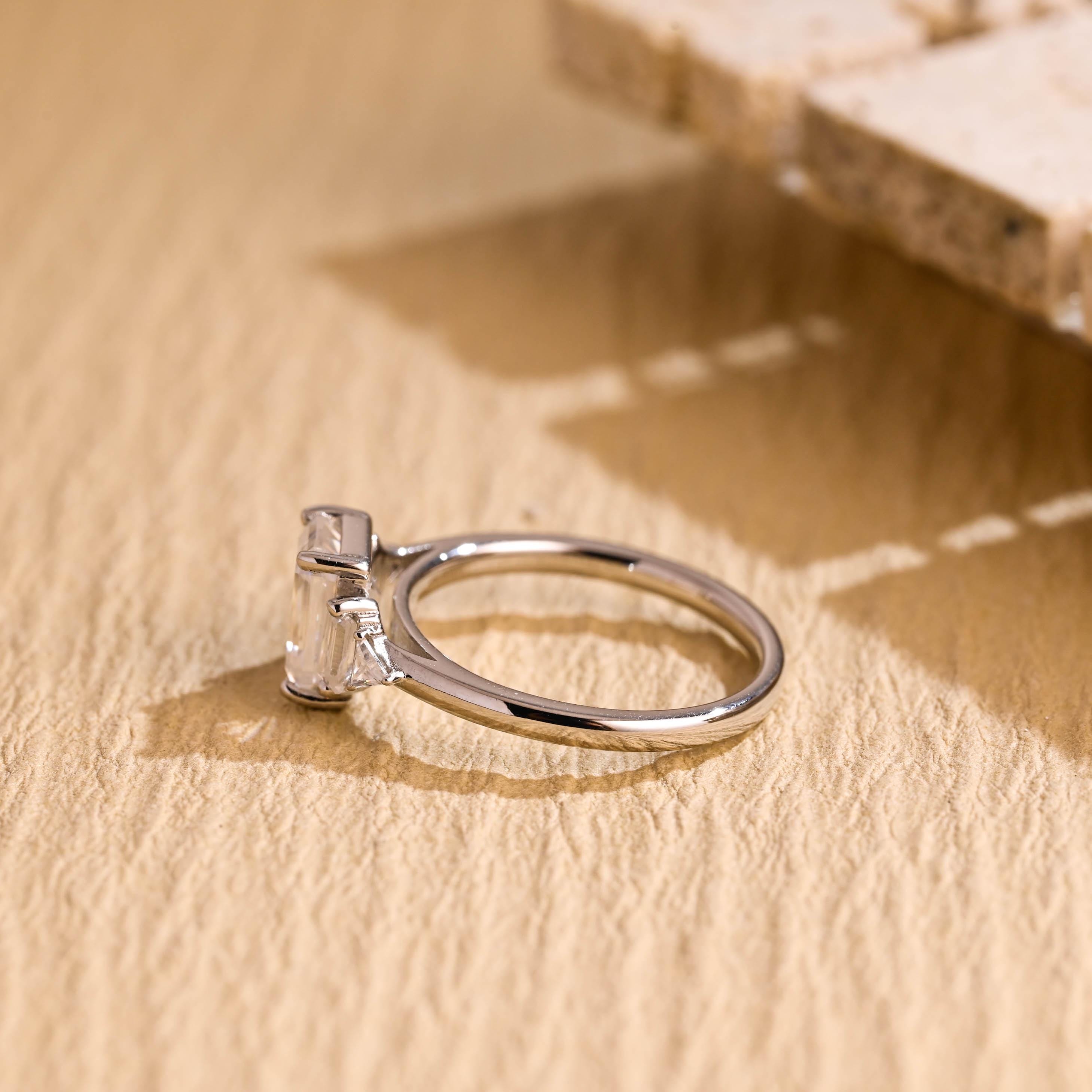 Emerald Cut Moissanite Ring