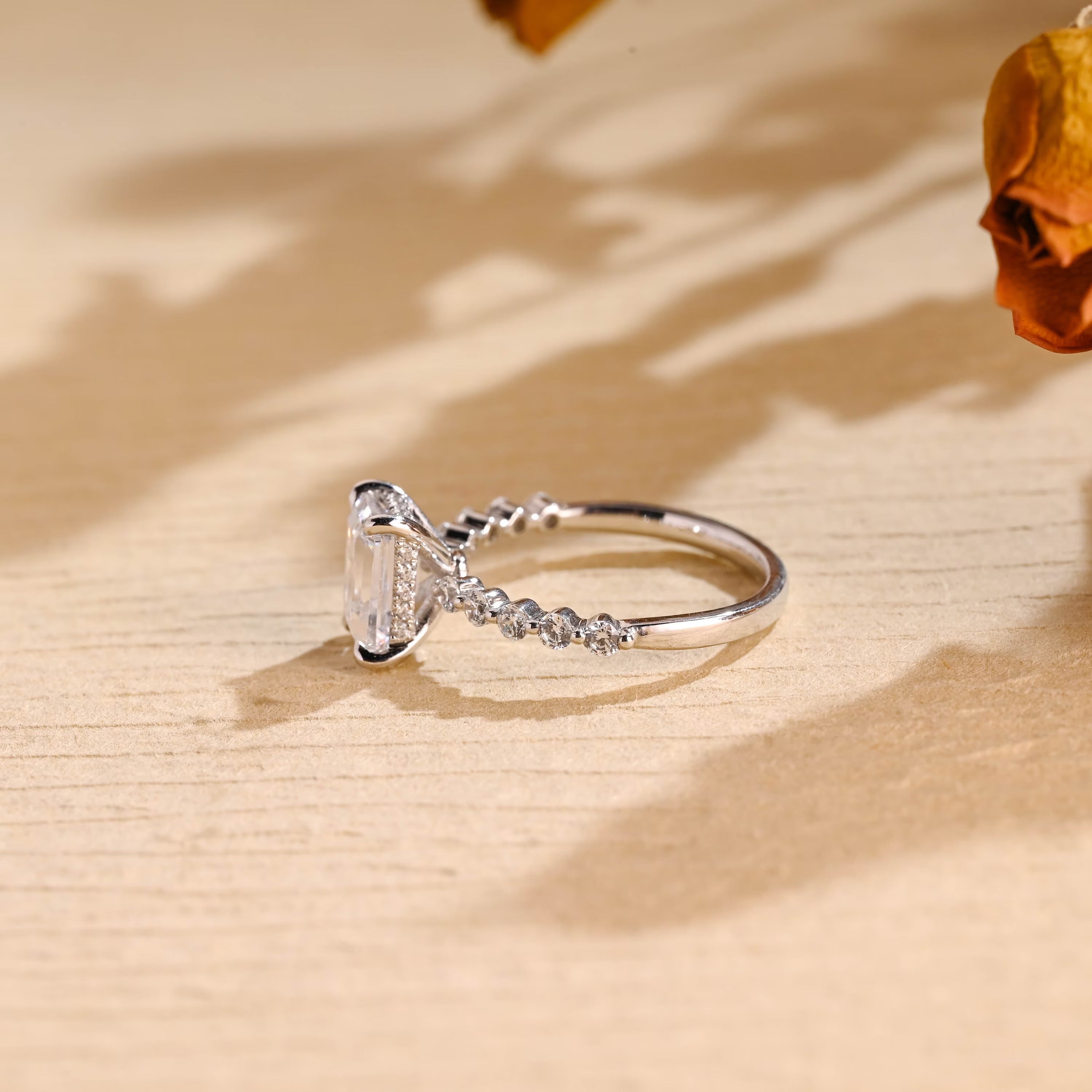 Emerald Cut Moissanite Ring