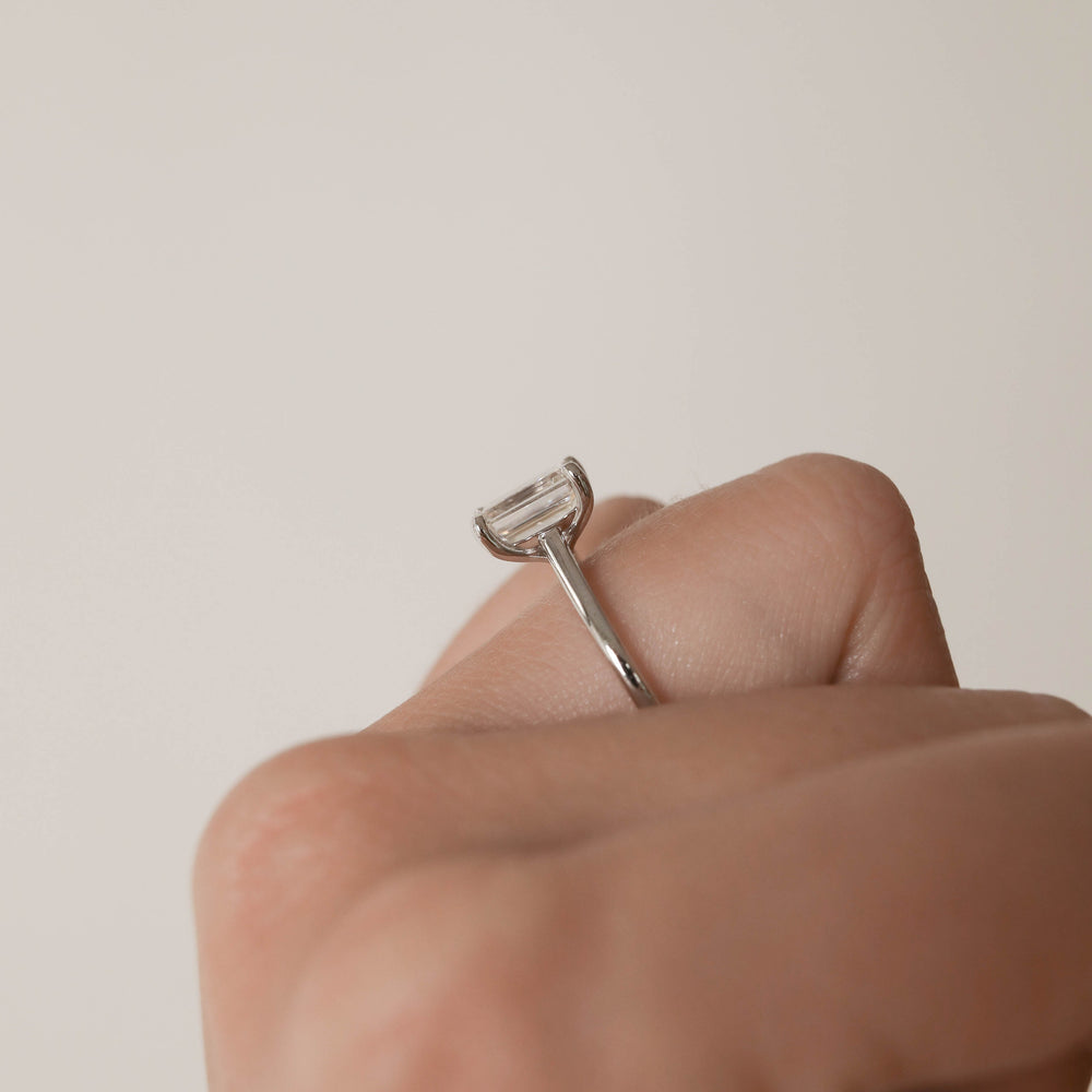 Emerald Shape Moissanite Ring