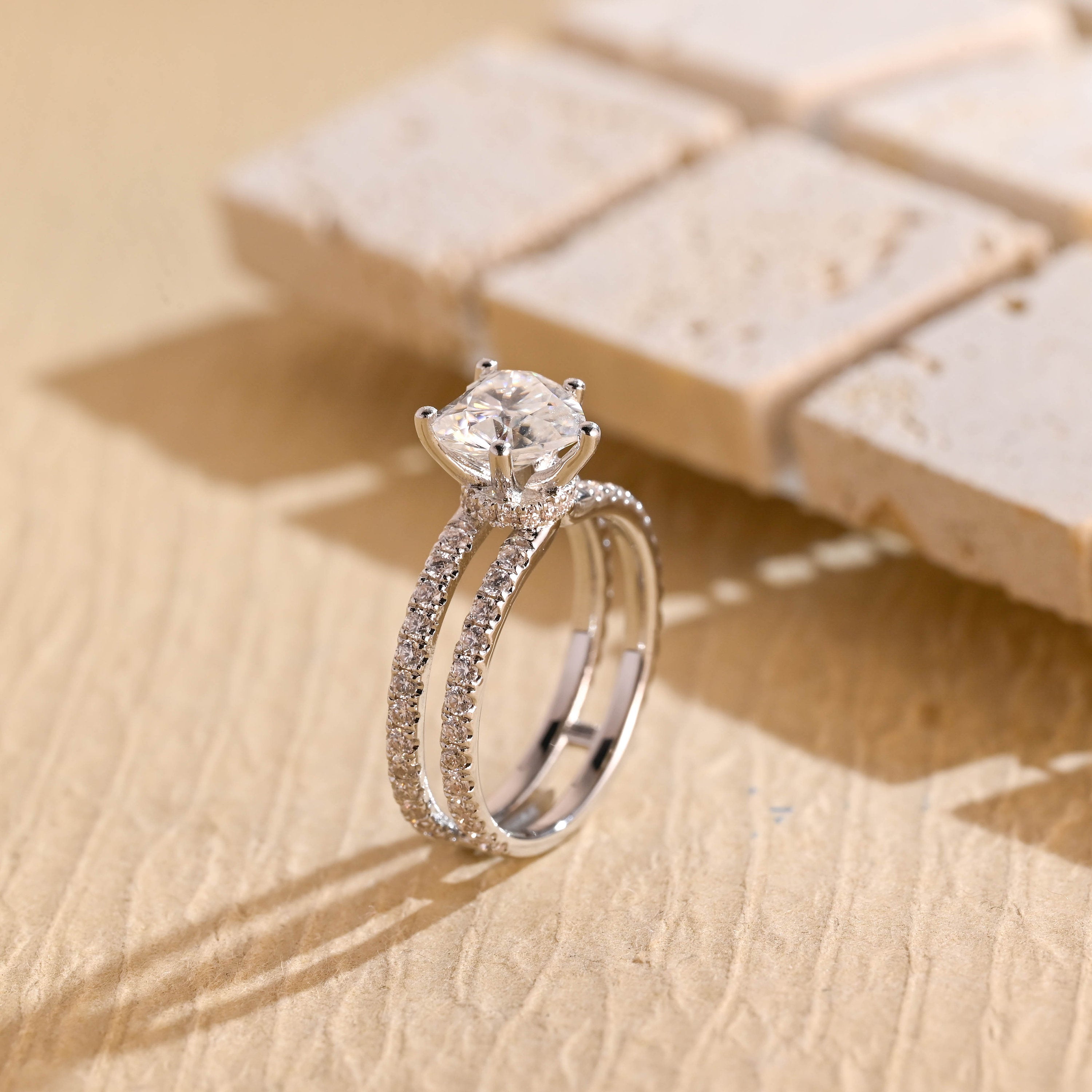 Pave Setting Moissanite Ring