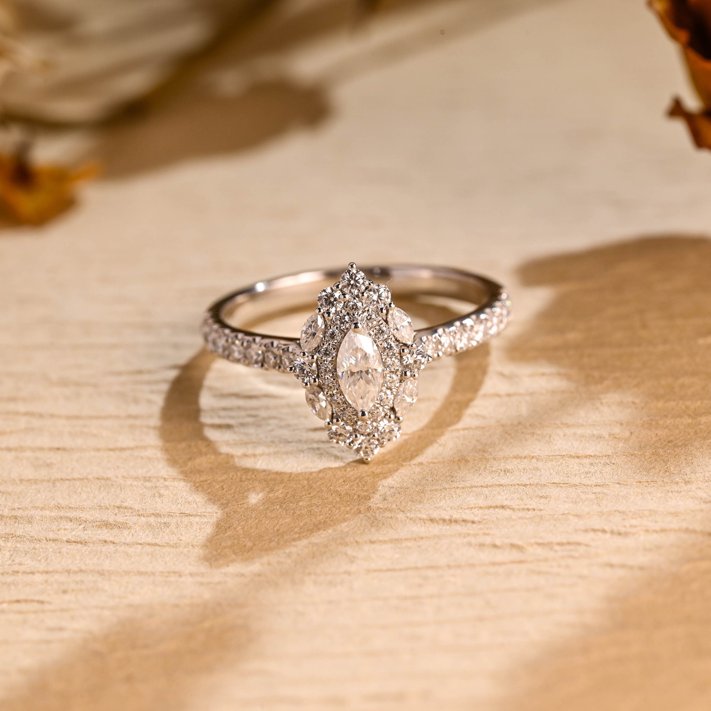 Marquise Cluster Engagement Ring