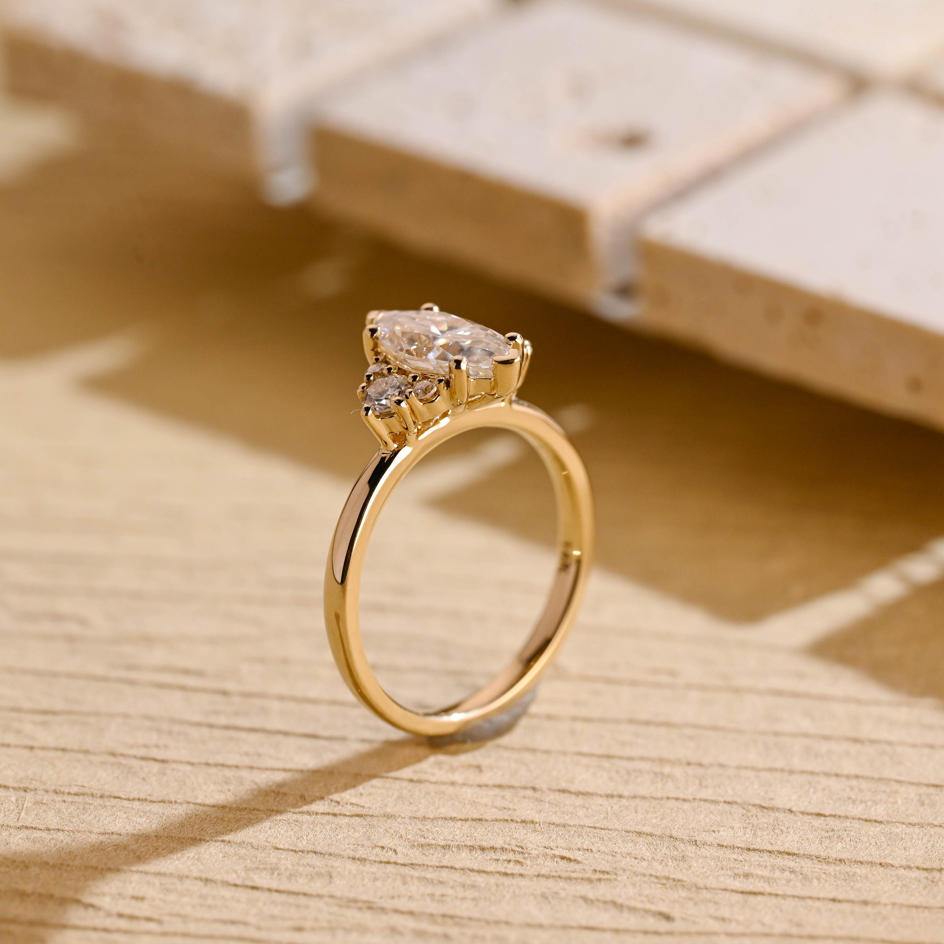 Marquise Cut Moissanite Engagement Ring