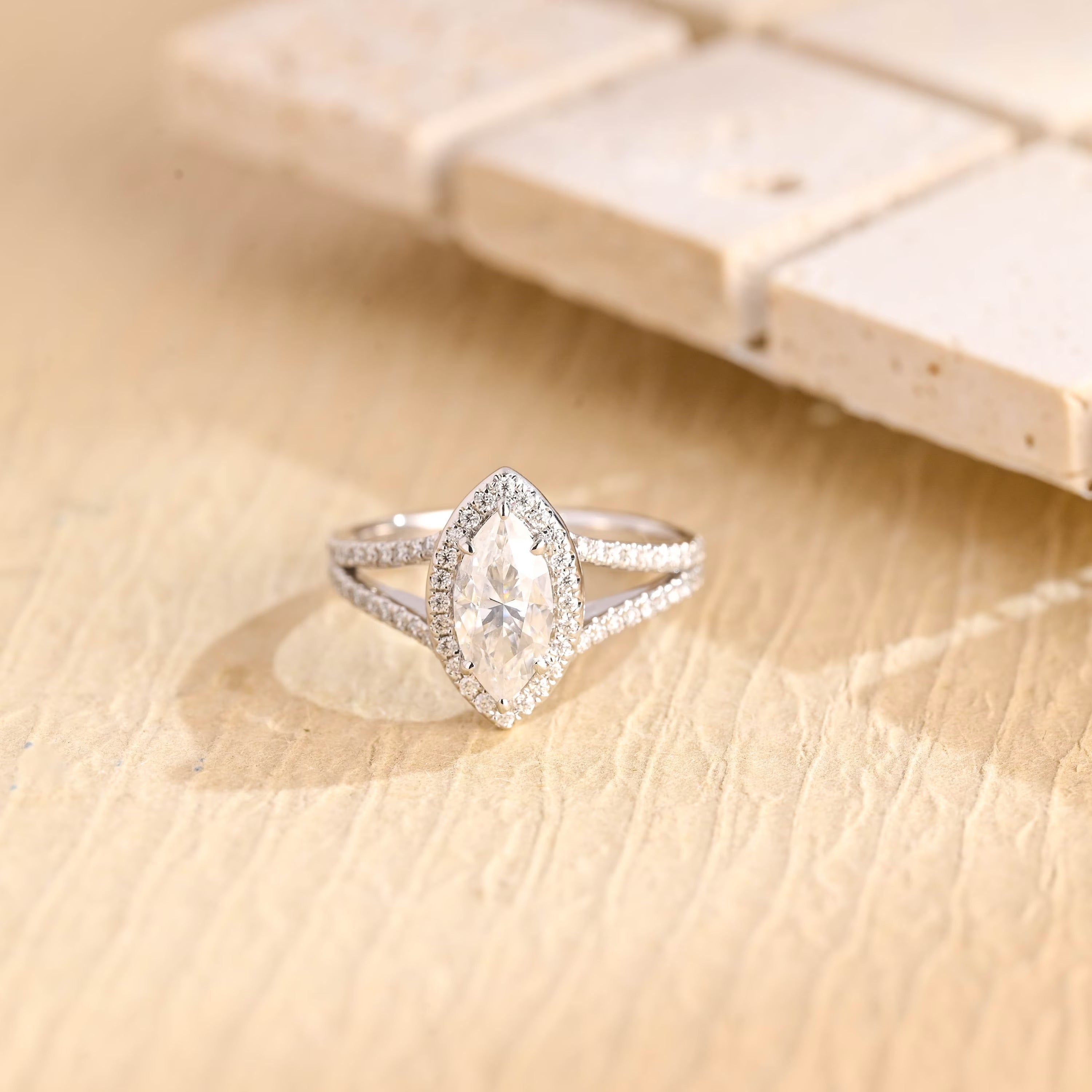 1 Carat Marquise Moissanite Ring