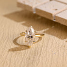 Elegant Marquise Moissanite Ring with Hidden Halo Detail