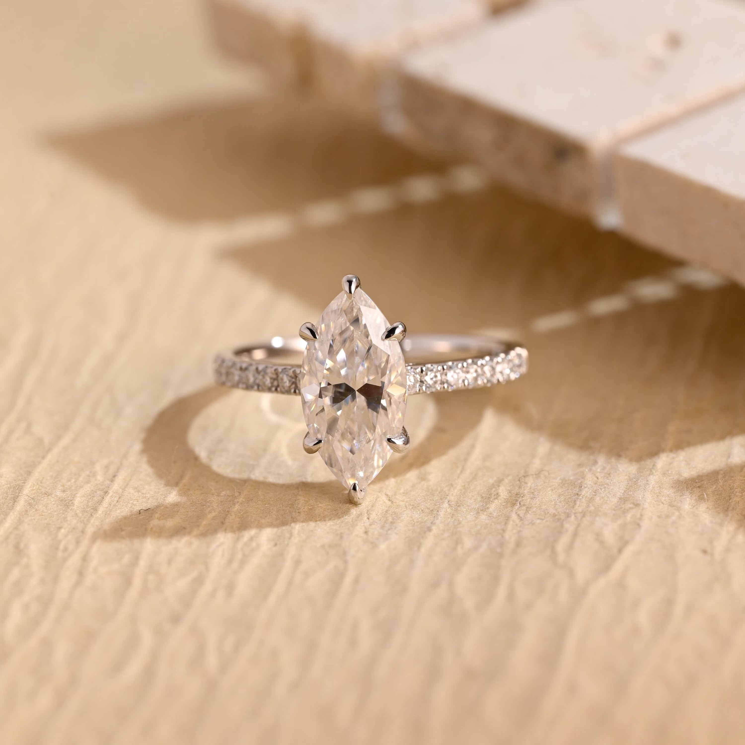 1 Carat Marquise Moissanite Ring