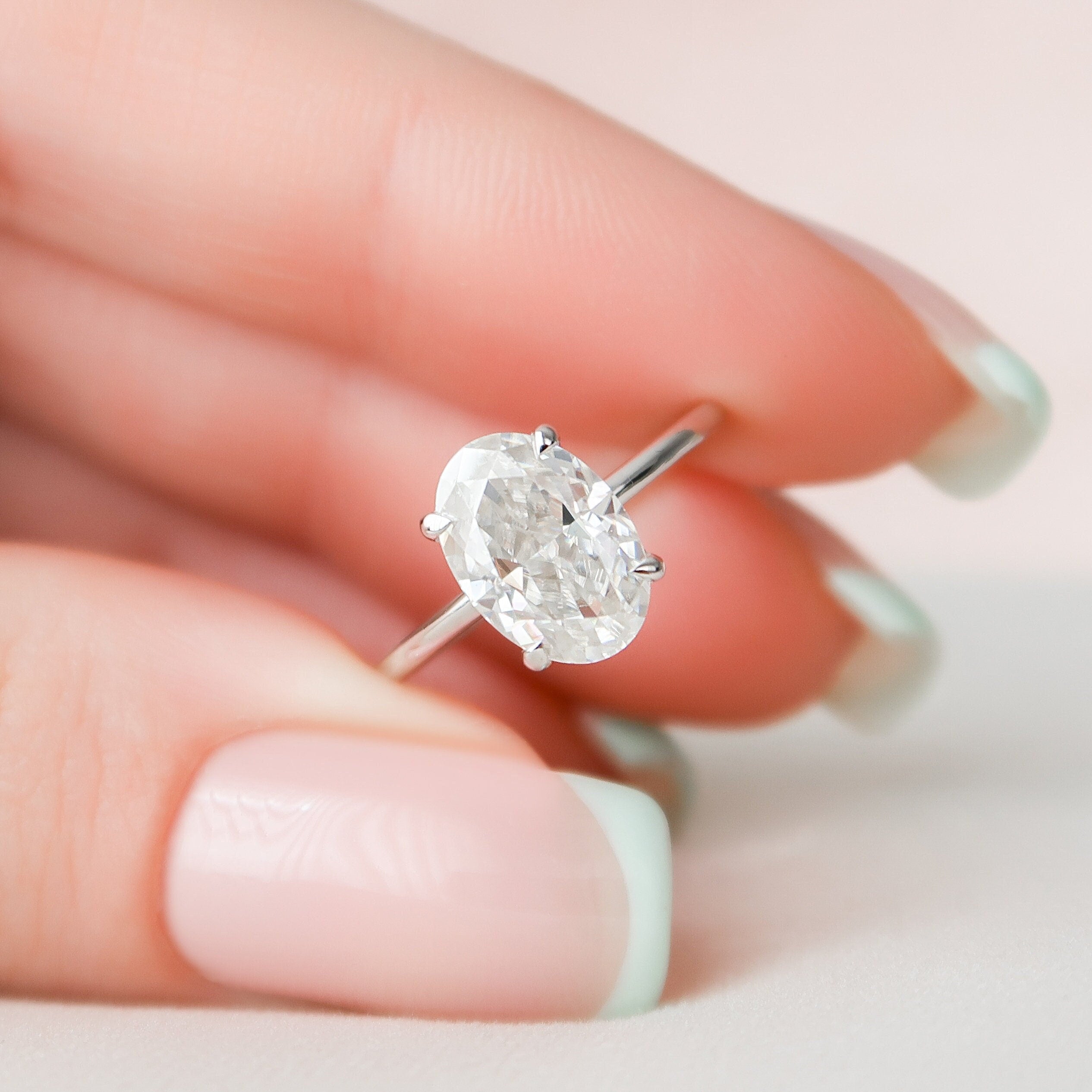 Oval Diamond Alternative Ring
