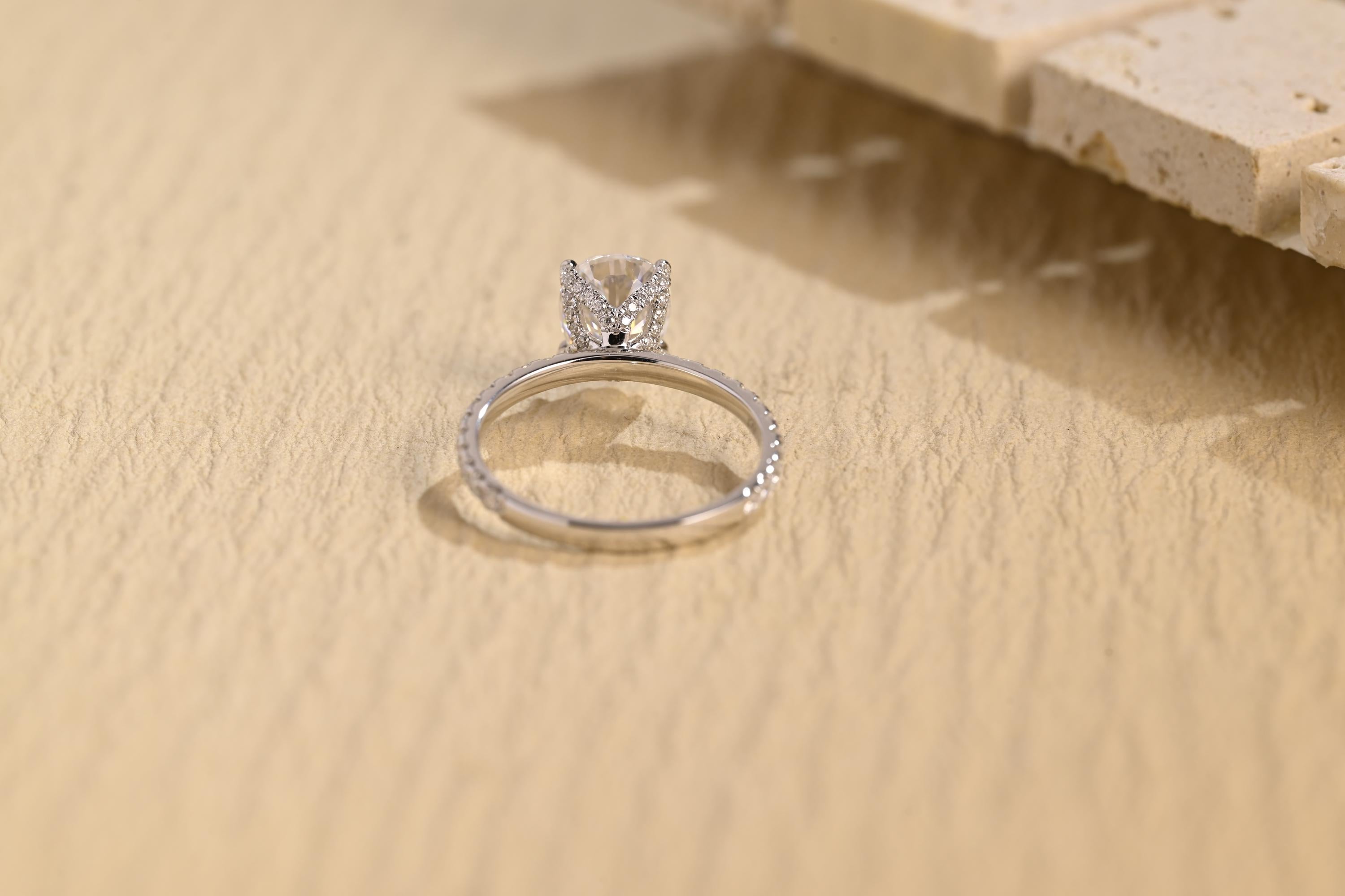 Pear Pavé Moissanite Engagement Ring