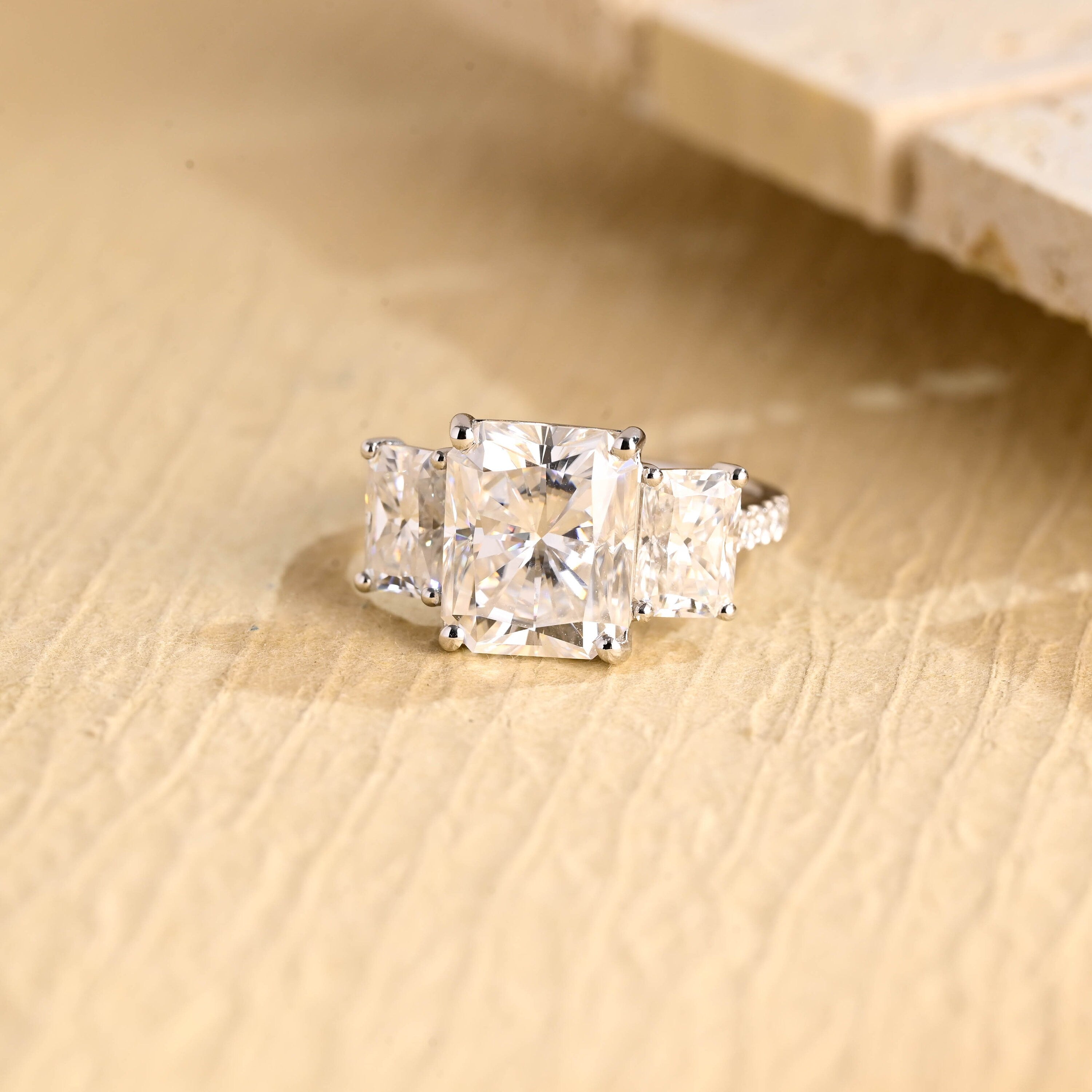 1 Carat Radiant Cut Moissanite Ring
