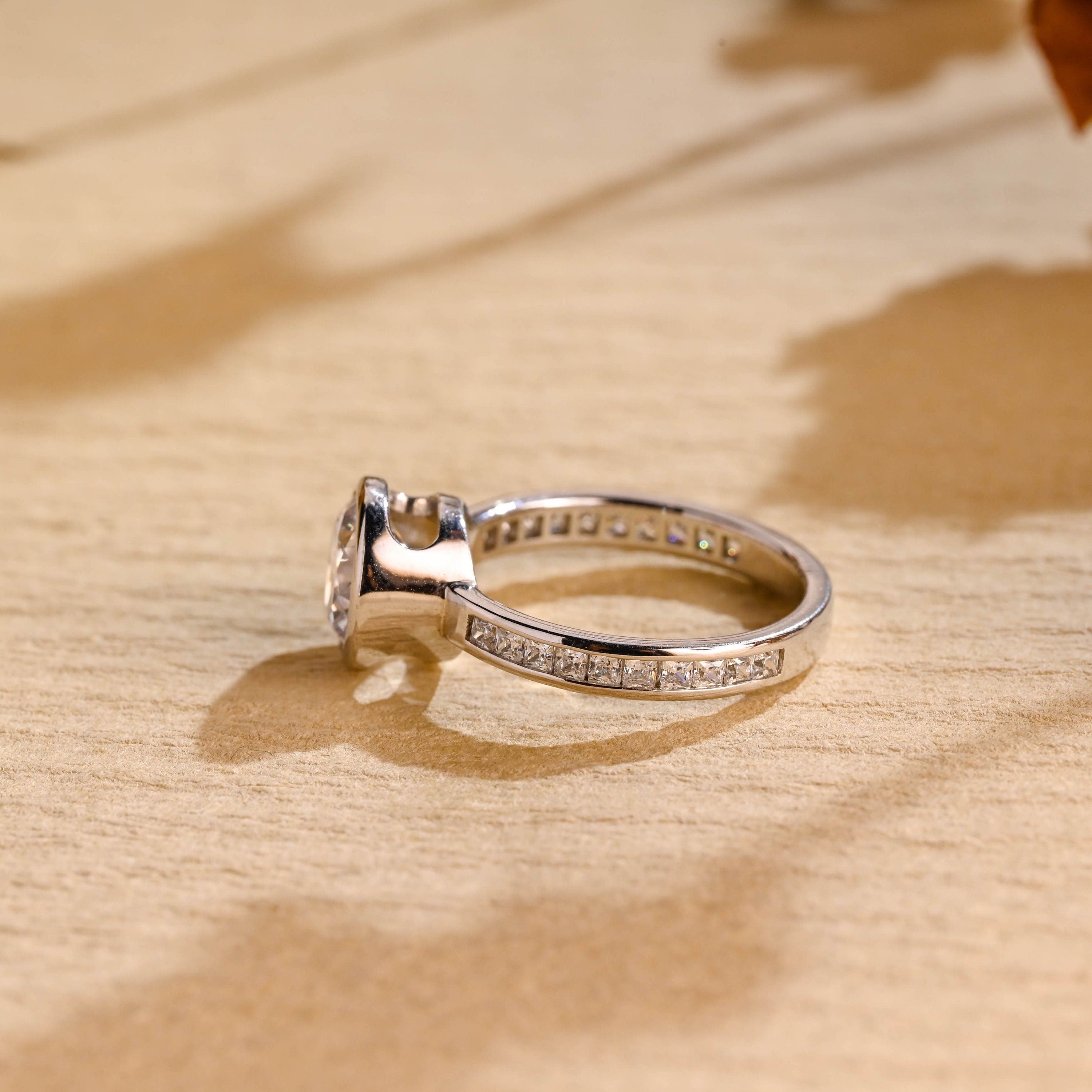 Shop Bezel Set Moissanite Engagement Rings USA