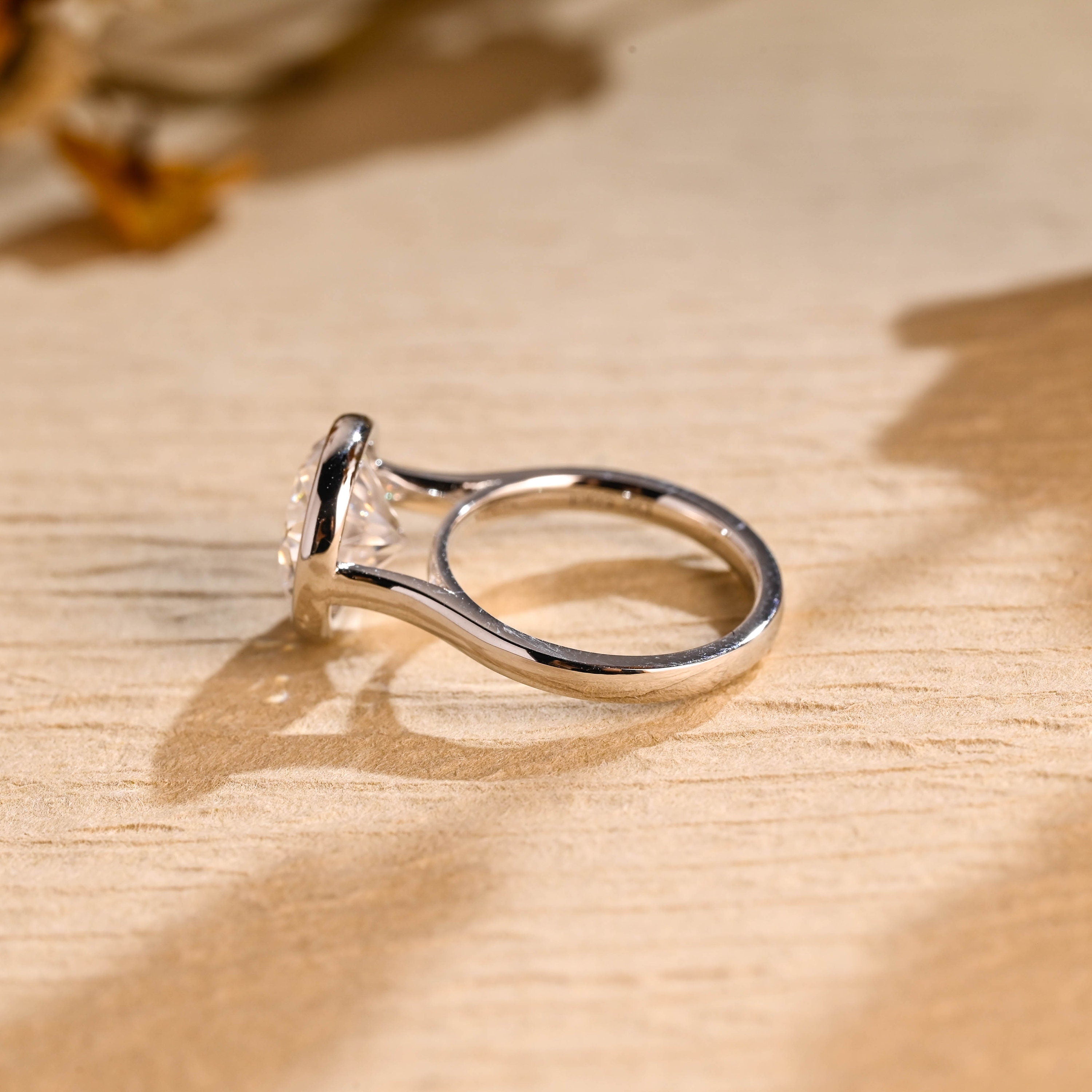 Shop Bezel Set Moissanite Engagement Rings USA