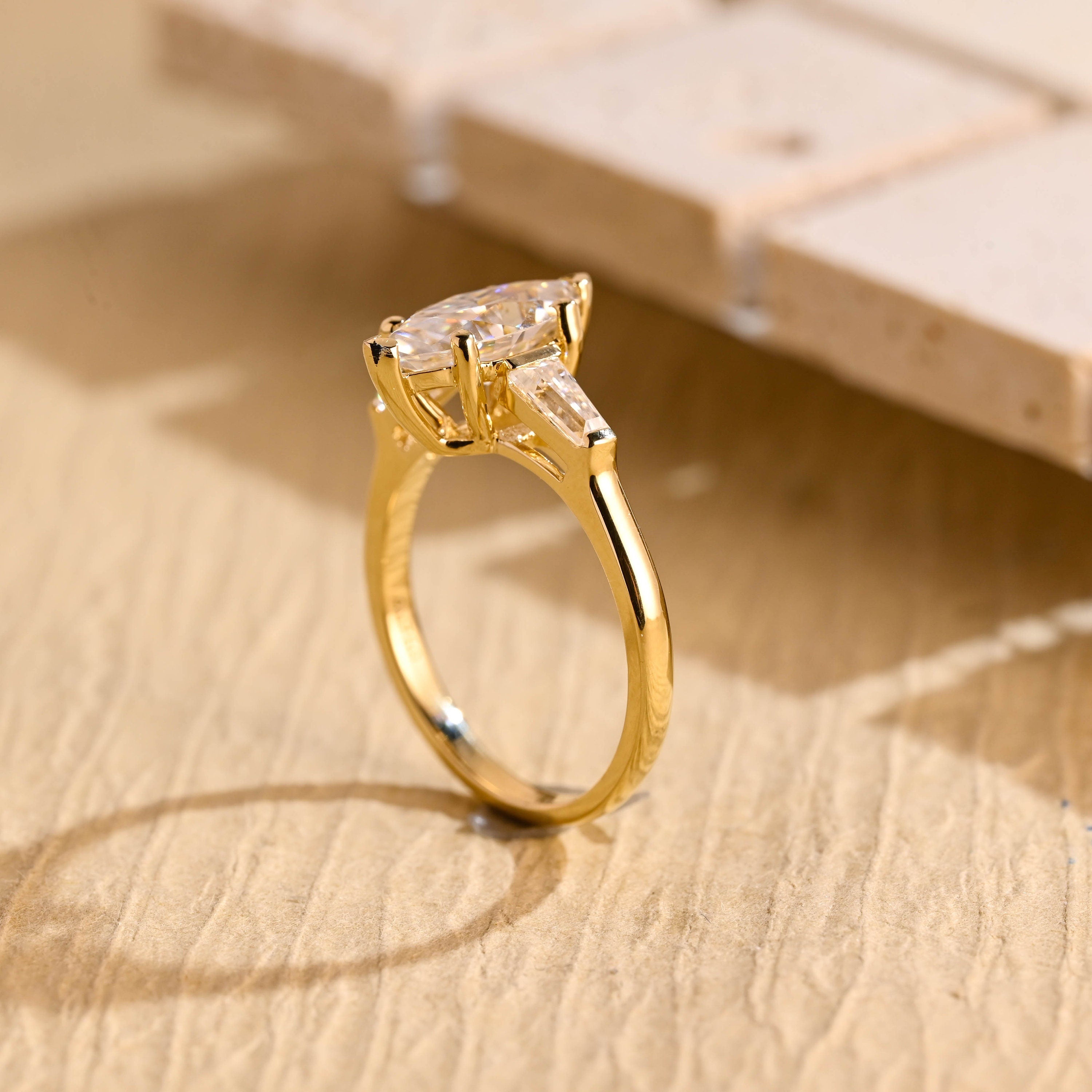 White Gold Marquise Moissanite Ring