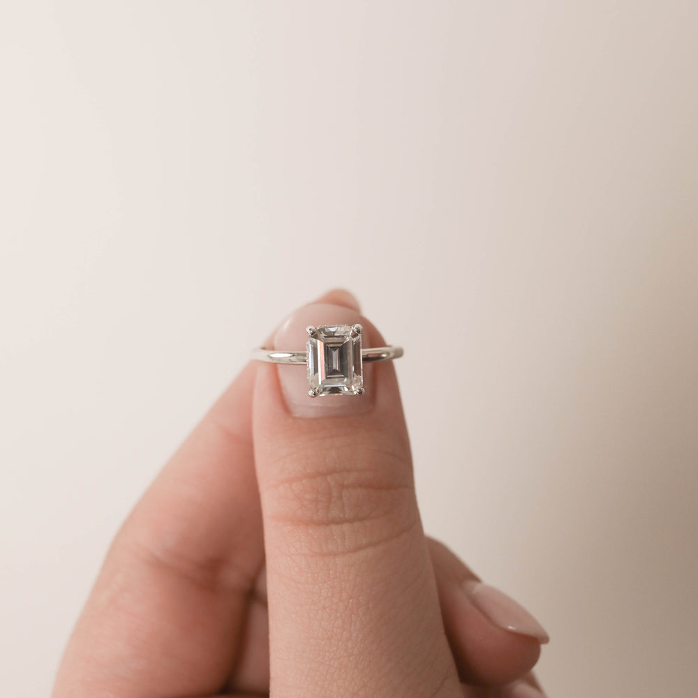 1.70CT Emerald Cut Hidden Halo Moissanite Diamond Engagement Ring For Her