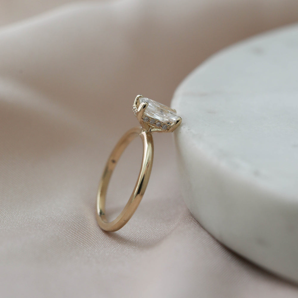 1.70CT Emerald Cut Hidden Halo Moissanite Diamond Engagement Ring For Her