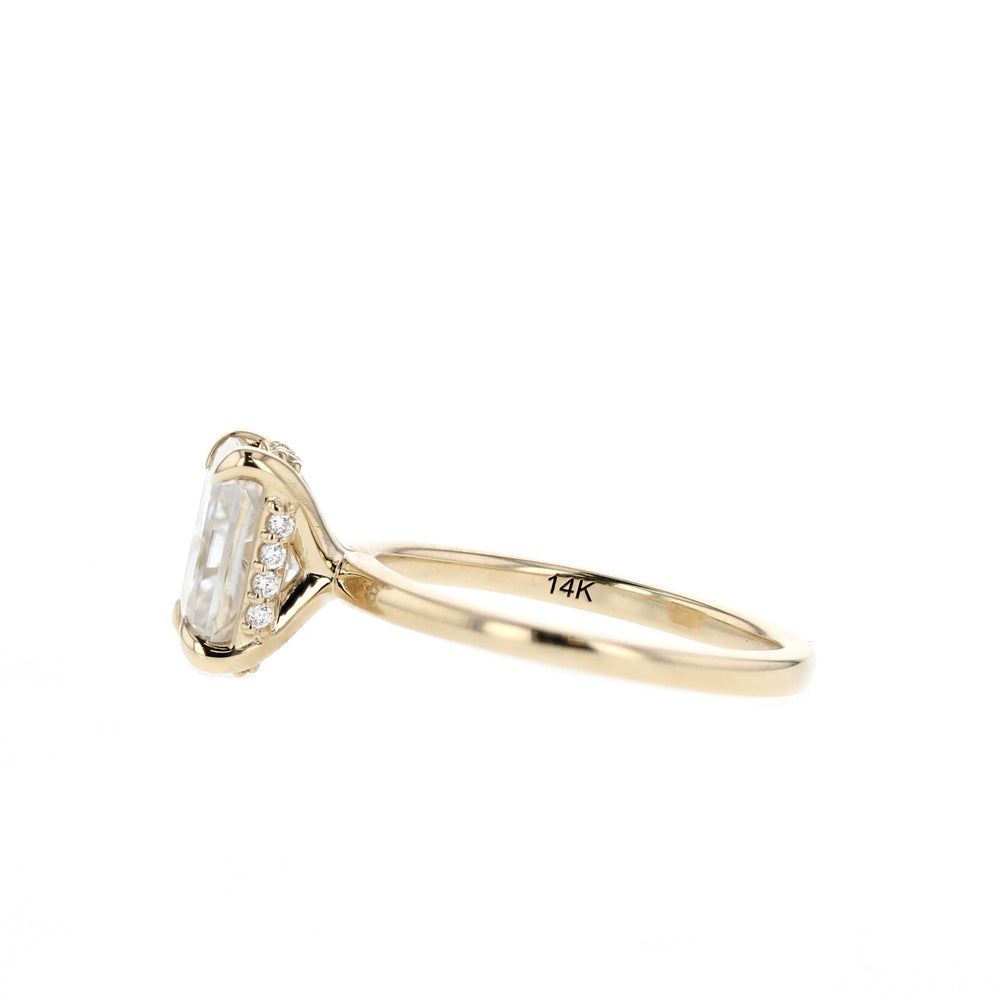 1.70CT Emerald Cut Hidden Halo Moissanite Diamond Engagement Ring For Her